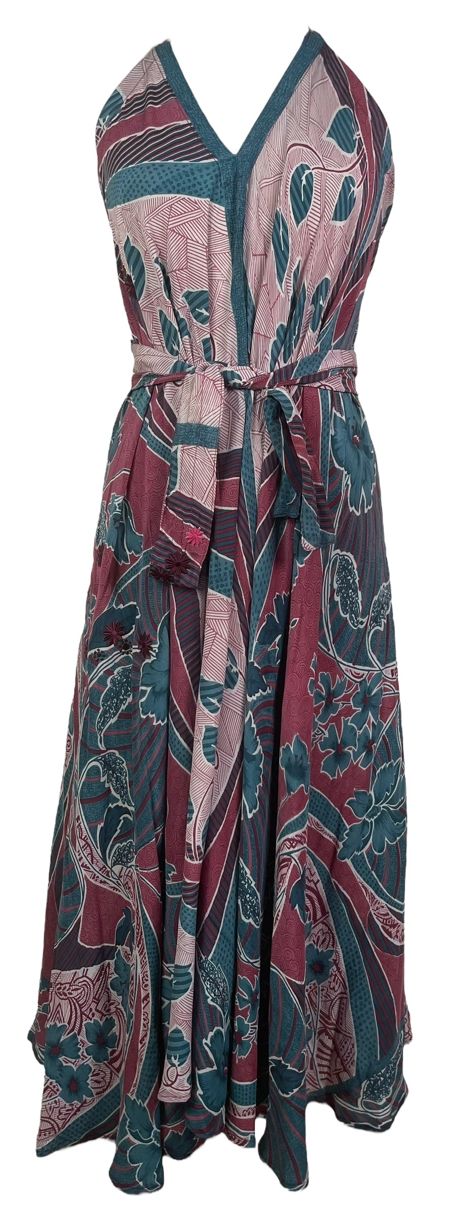 PRC7689 Wabi Sabi Pure Silk Maxi Dress with Belt