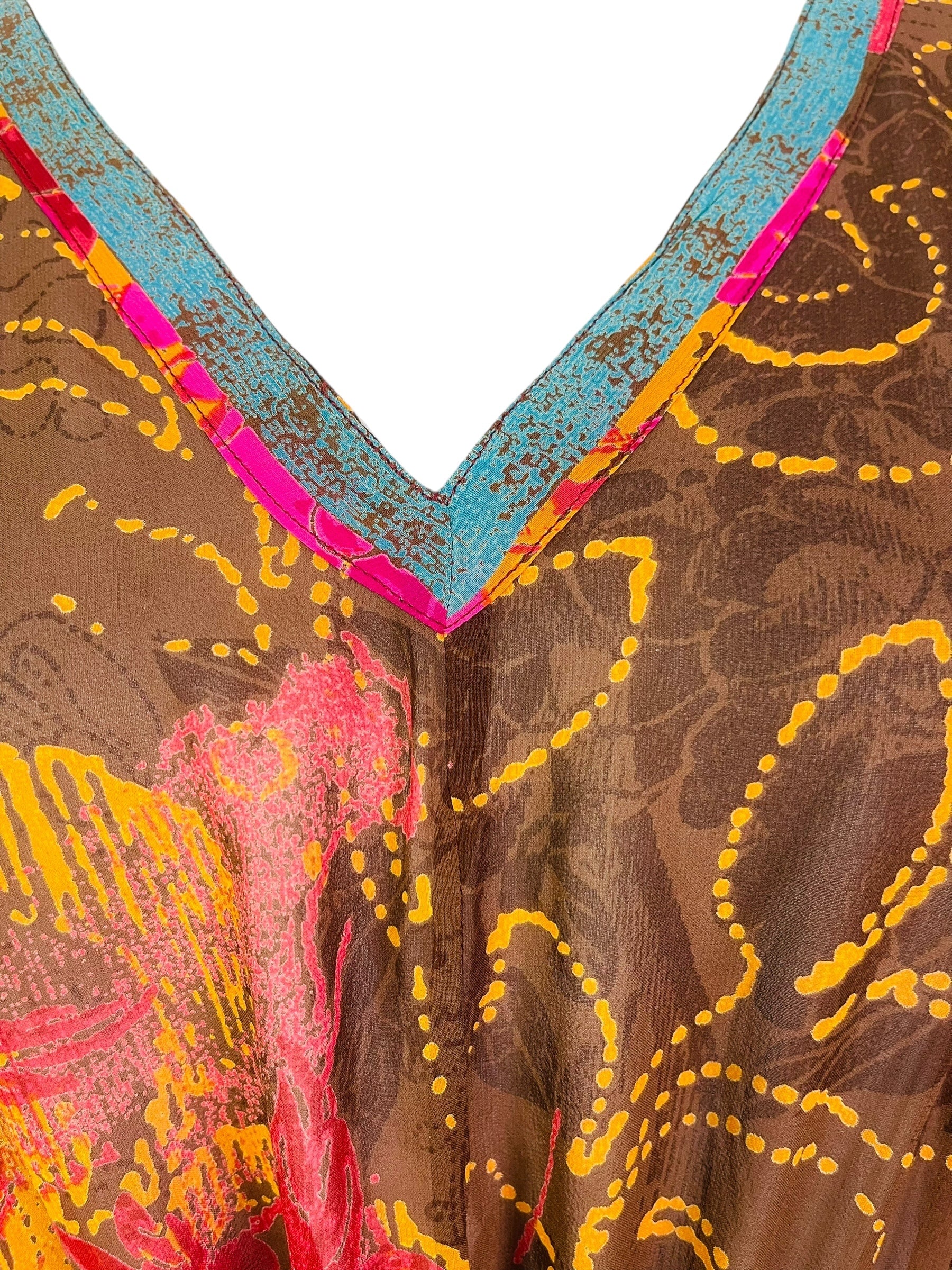 MARKETING PRG7607 Sheer Avatar Pure Silk Maxi Kaftan by MARKETING – Handmade ethical Maxi Kaftan from sariKNOTsari using upcycled silk. Designed in Canada for travel and slow fashion, loved from Toronto to LA to Sydney.