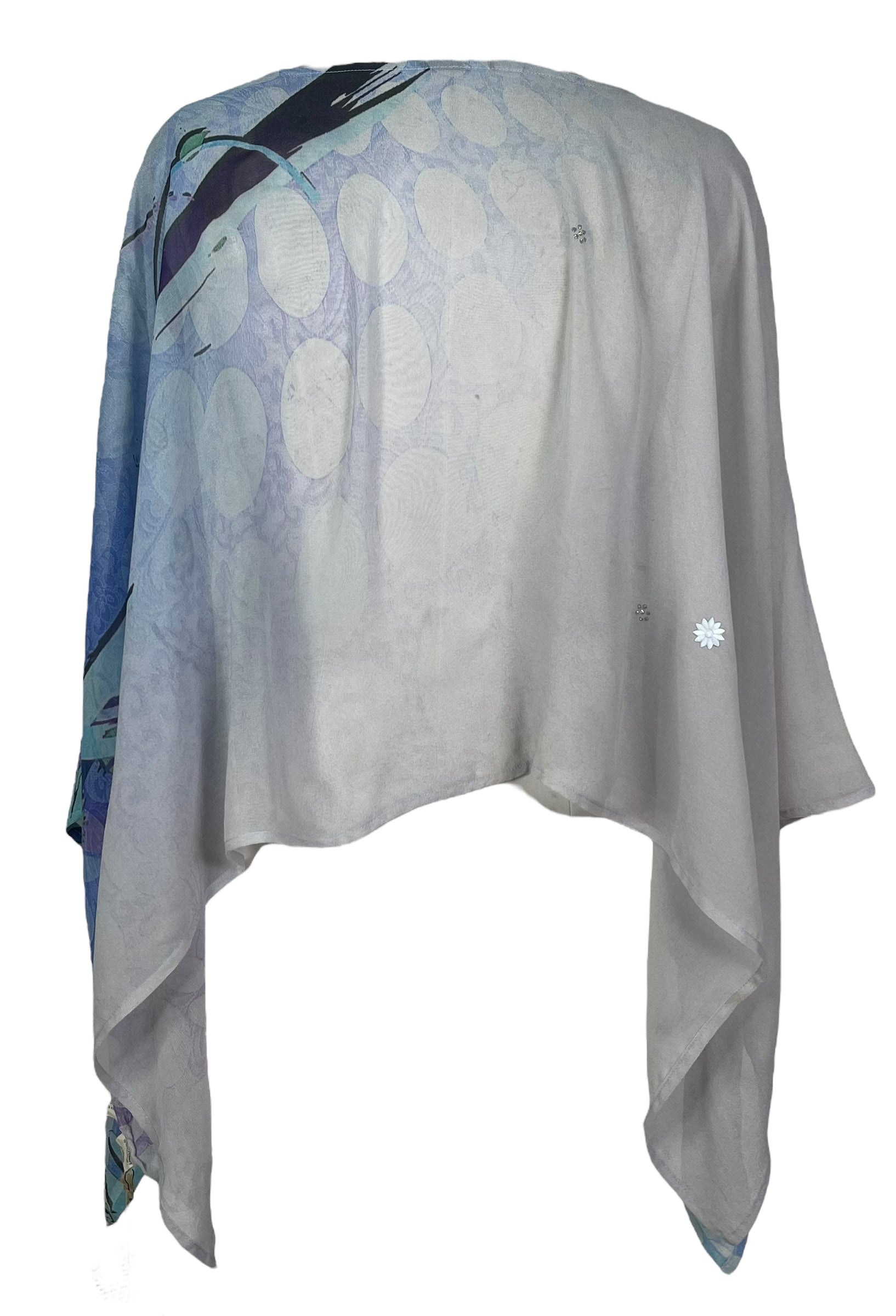 MARKETING PRG6791 Sheer Avatar Pure Silk Capelet Poncho by MARKETING – Handmade ethical Poncho from sariKNOTsari using upcycled silk. Designed in Canada for travel and slow fashion, loved from Toronto to LA to Sydney.