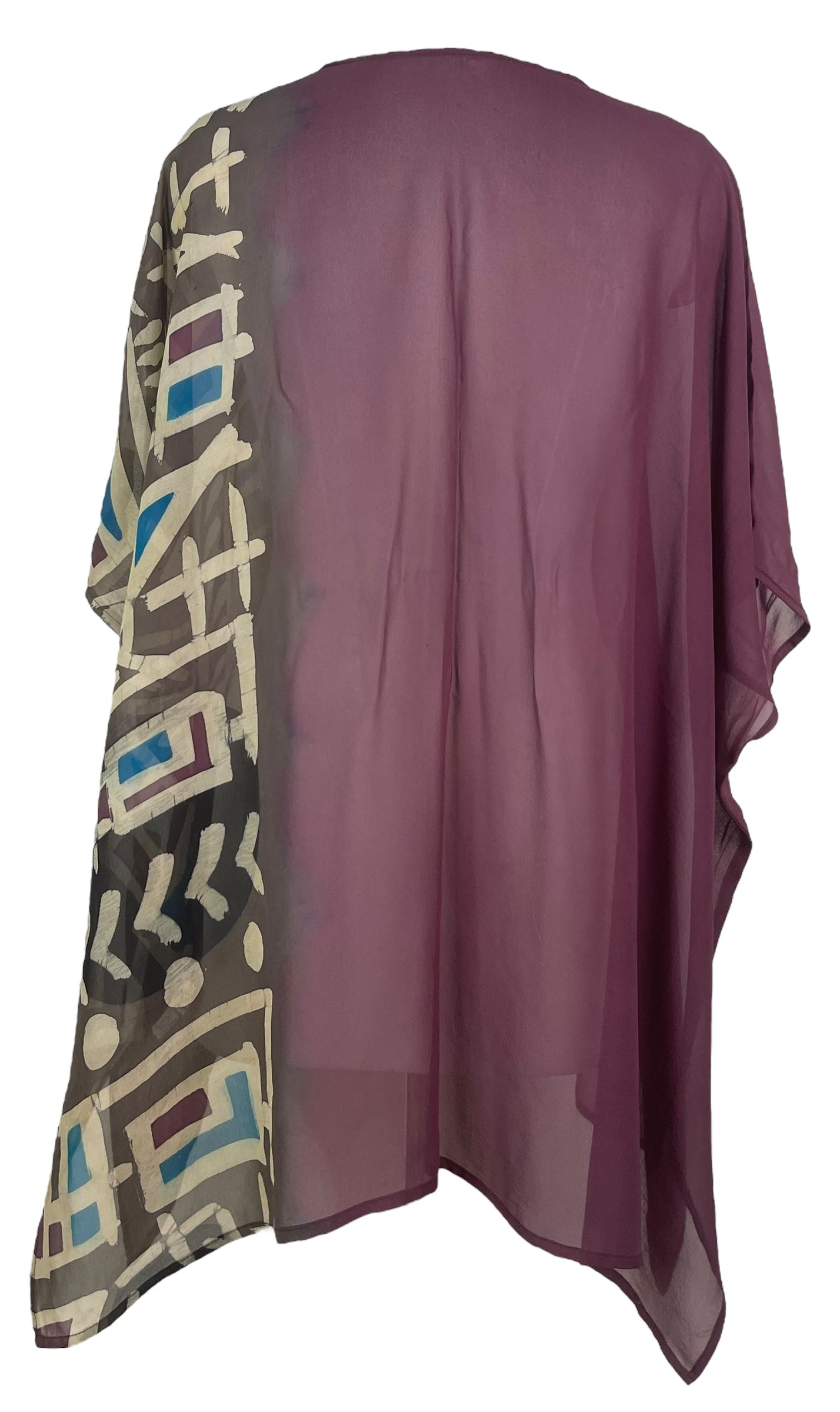 PRG7705 Sheer Wabi Sabi Pure Silk Short Kaftan Tunic With Slits