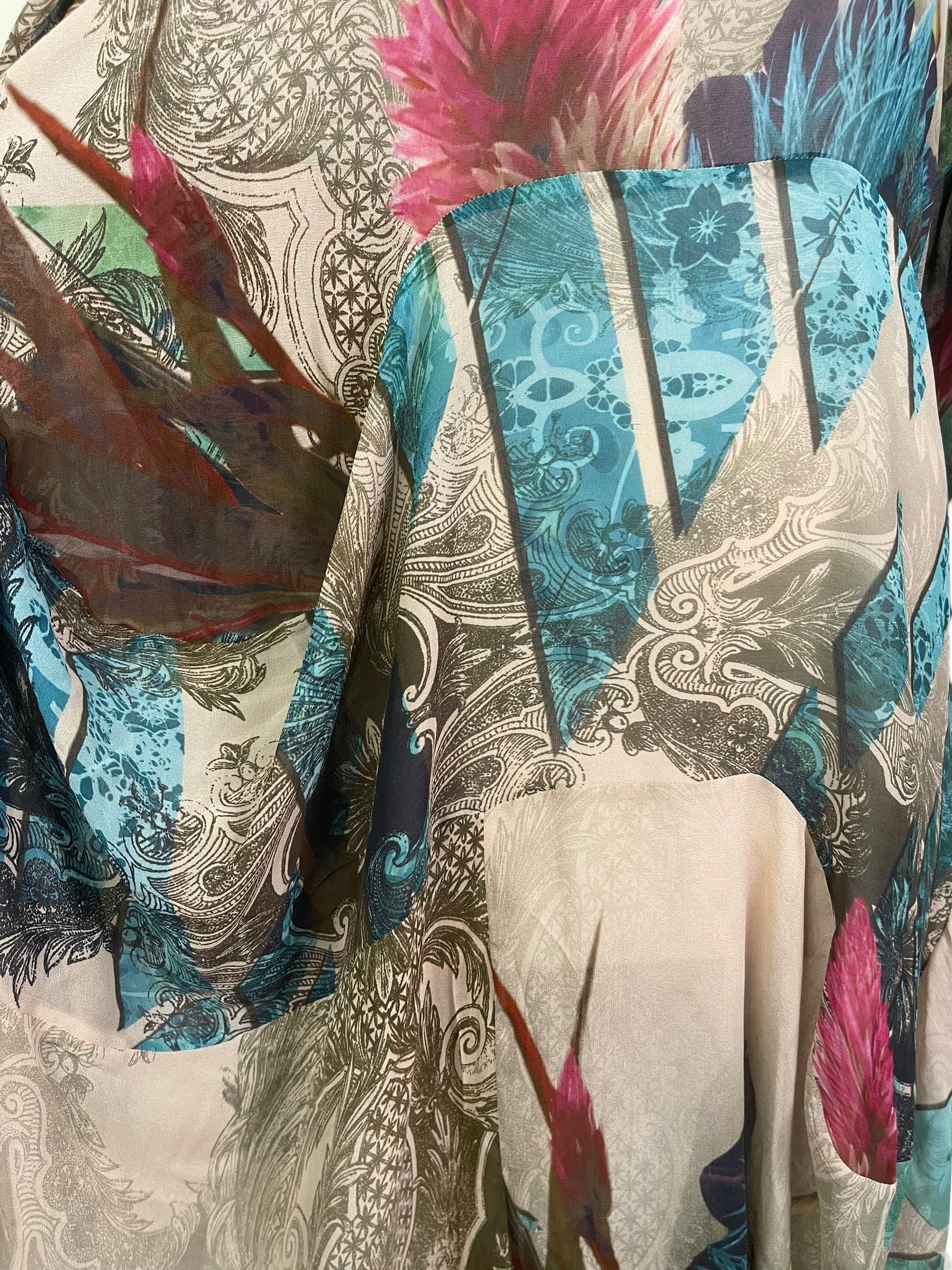 PRG8920 Sheer Wabi Sabi Sculptural Silk Long Tunic Dress by 15 FEBRUARY 2026 – Handmade ethical Sculptural Dress from sariKNOTsari using upcycled silk. Designed in Canada for travel and slow fashion, loved from Toronto to LA to Sydney.