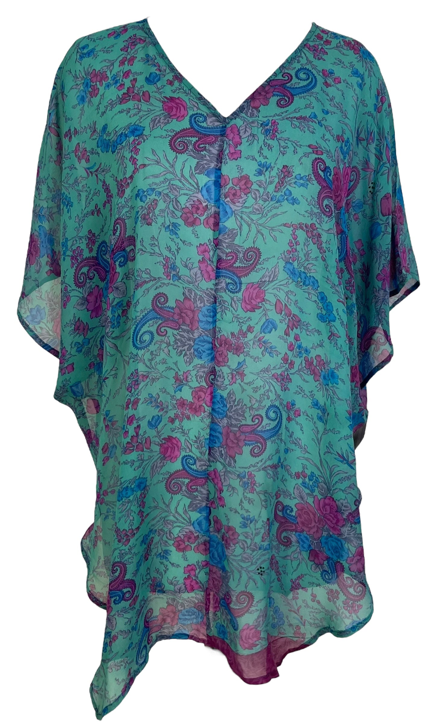 PRG7115 Sheer Avatar Pure Silk Waterfall Top