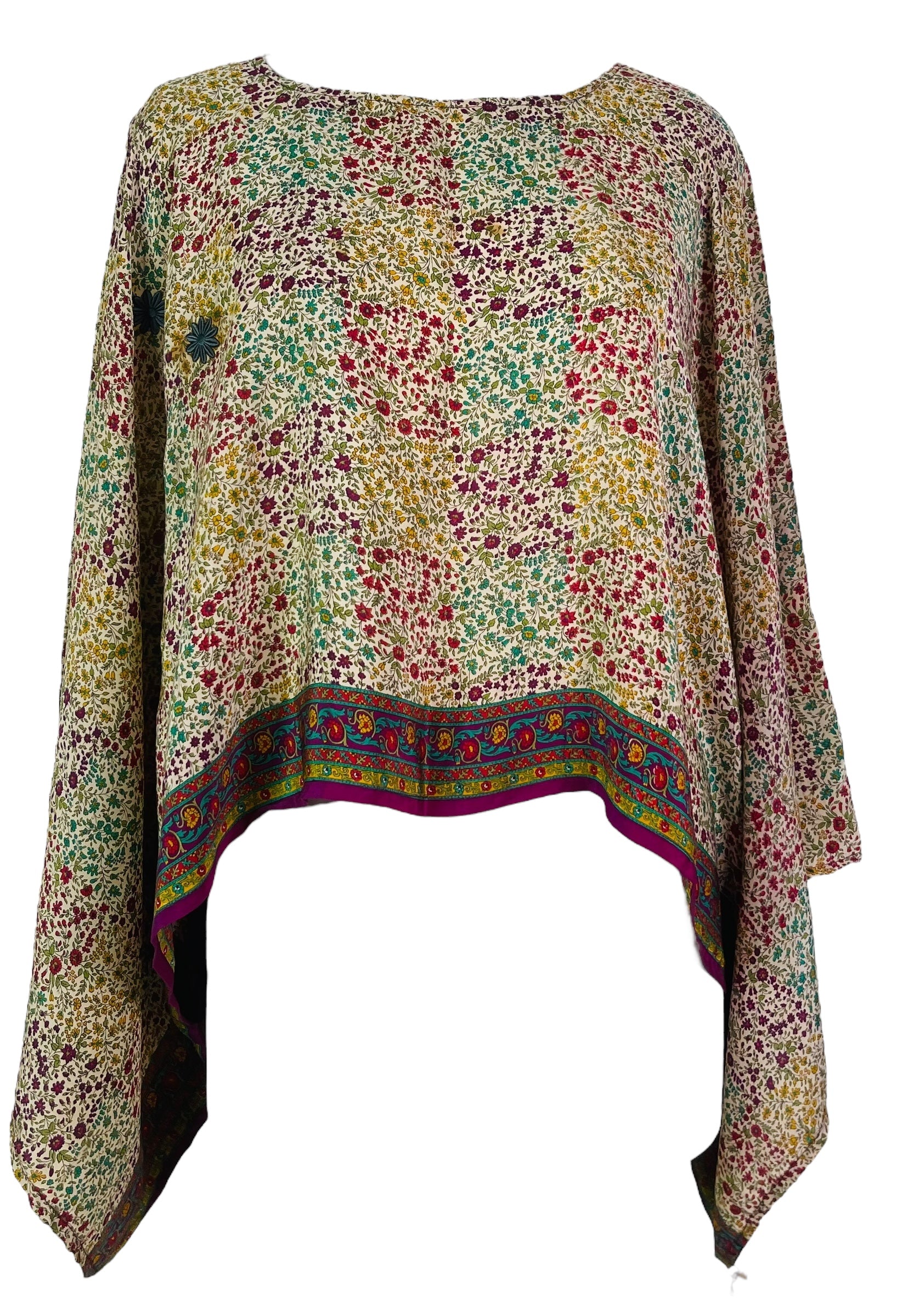 PRC7565 Wabi Sabi Pure Silk Kimono-Sleeved Top