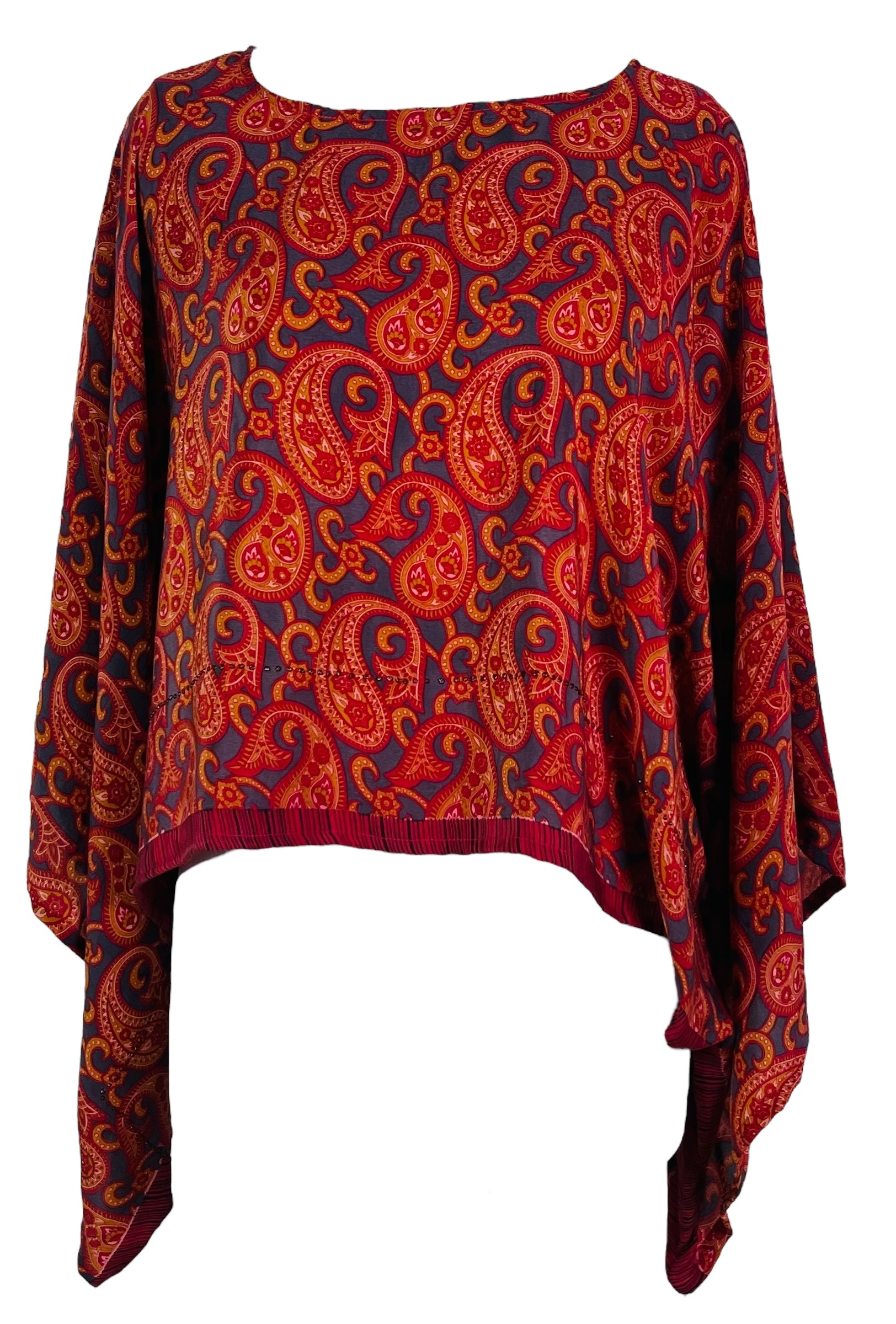 PRC7316 Avatar Pure Silk Kimono-Sleeved Top