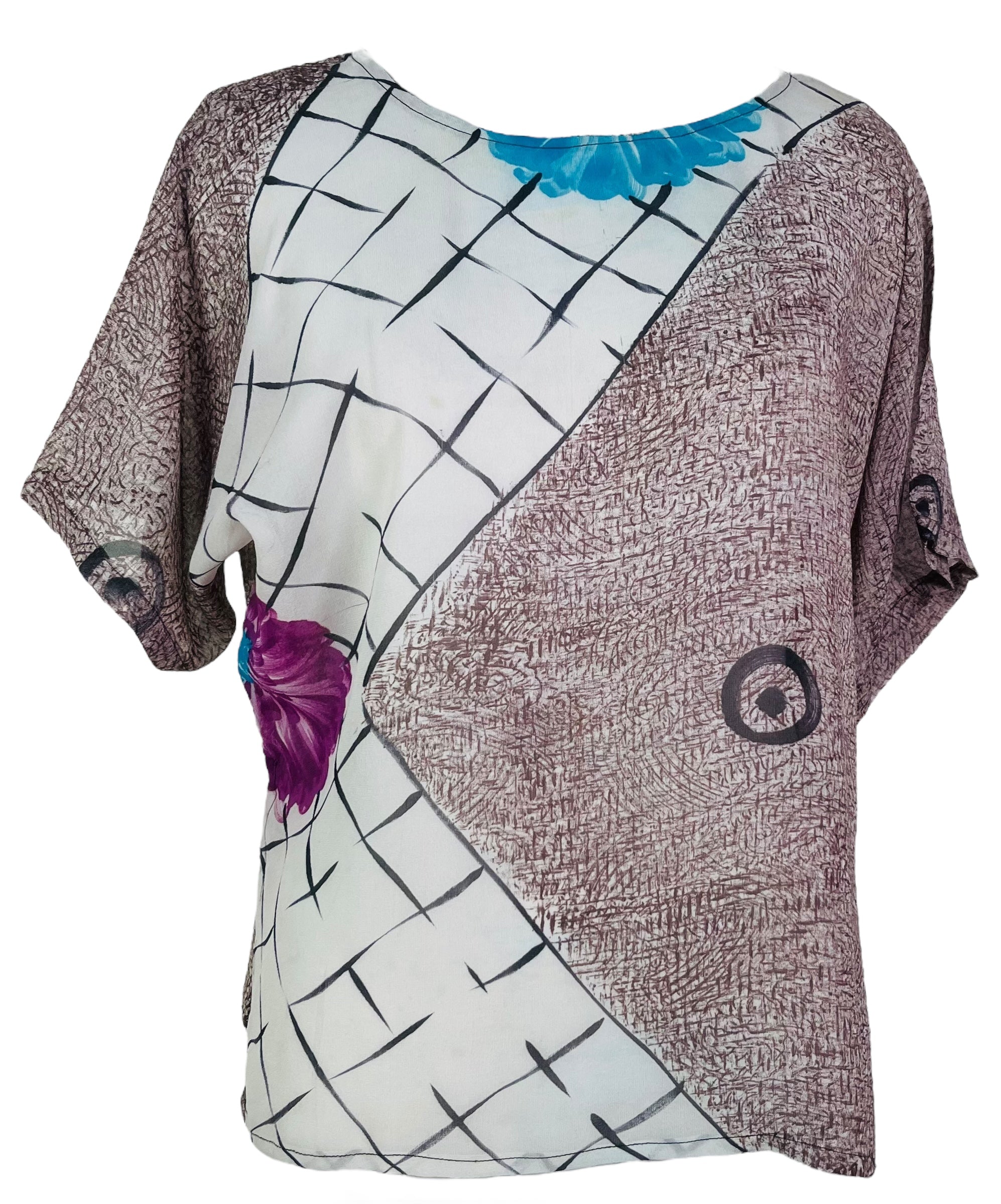 PRG6854 Sheer Wabi Sabi Pure Silk Side Slit Top