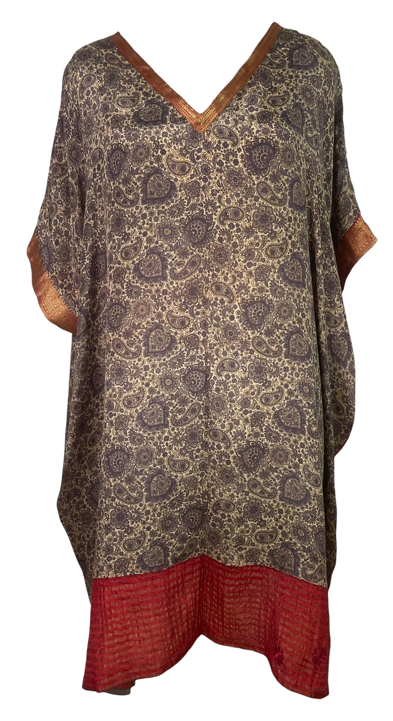 PREVIEW PRC8554 Avatar Pure Silk Midi Length Kaftan by MARCH2026 – Handmade ethical Midi Length Kaftan from sariKNOTsari using upcycled silk. Designed in Canada for travel and slow fashion, loved from Toronto to LA to Sydney. Featuring Zsiska, Bryn Walker and Artisan Leather coats by Rejean Pepin, Pepin designs