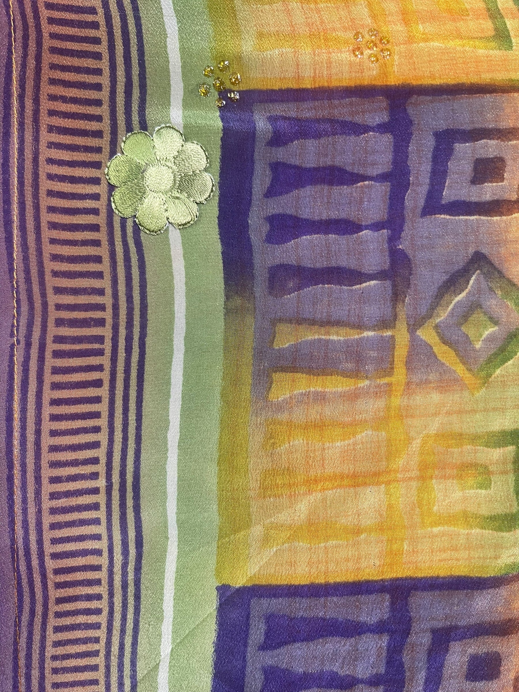 PRC8880 Avatar Long Pure Silk Kimono Sleeved Duster with Belt