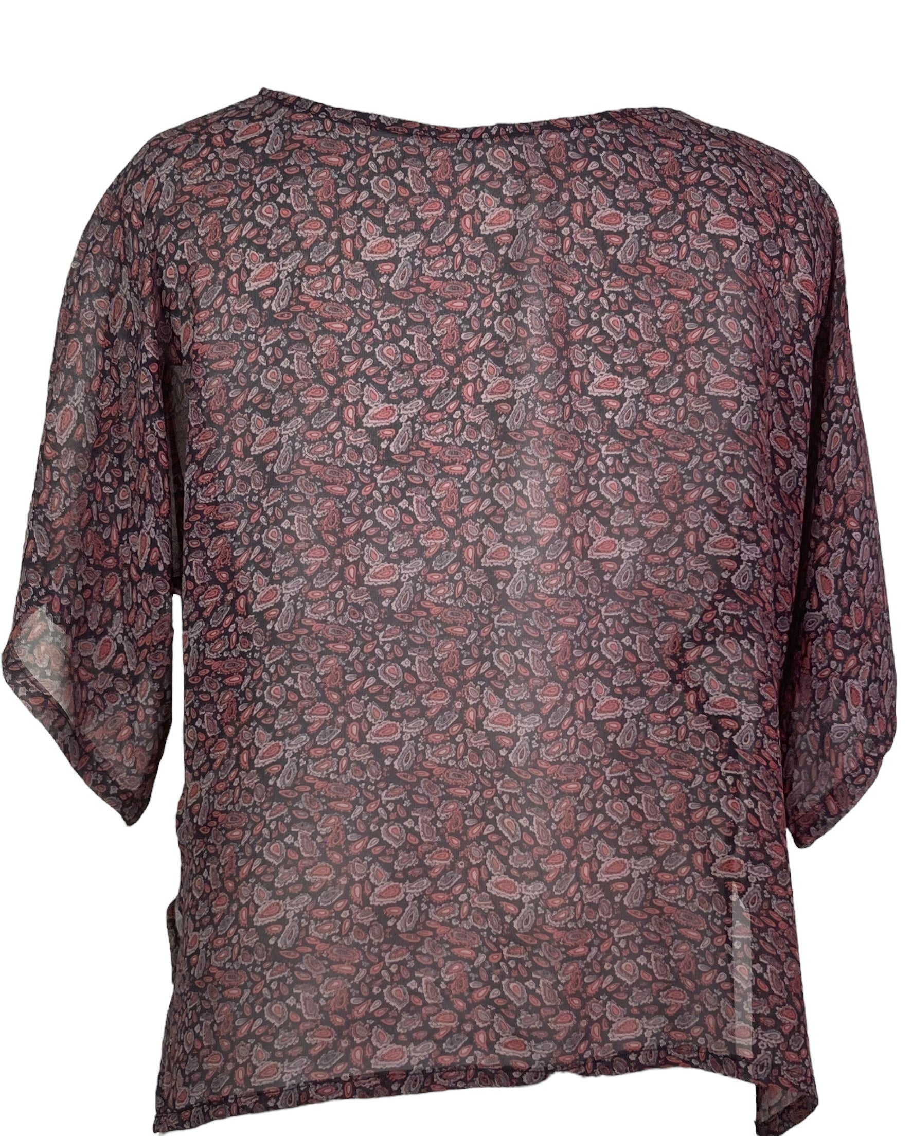 PRG7834 Sheer Avatar Pure Silk Side Slit Top