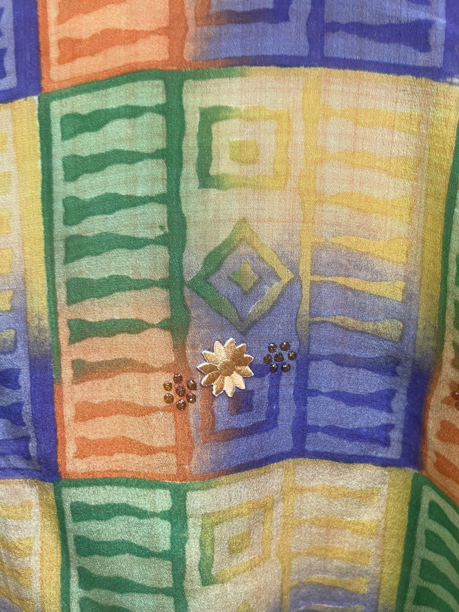 PRC8880 Avatar Long Pure Silk Kimono Sleeved Duster with Belt