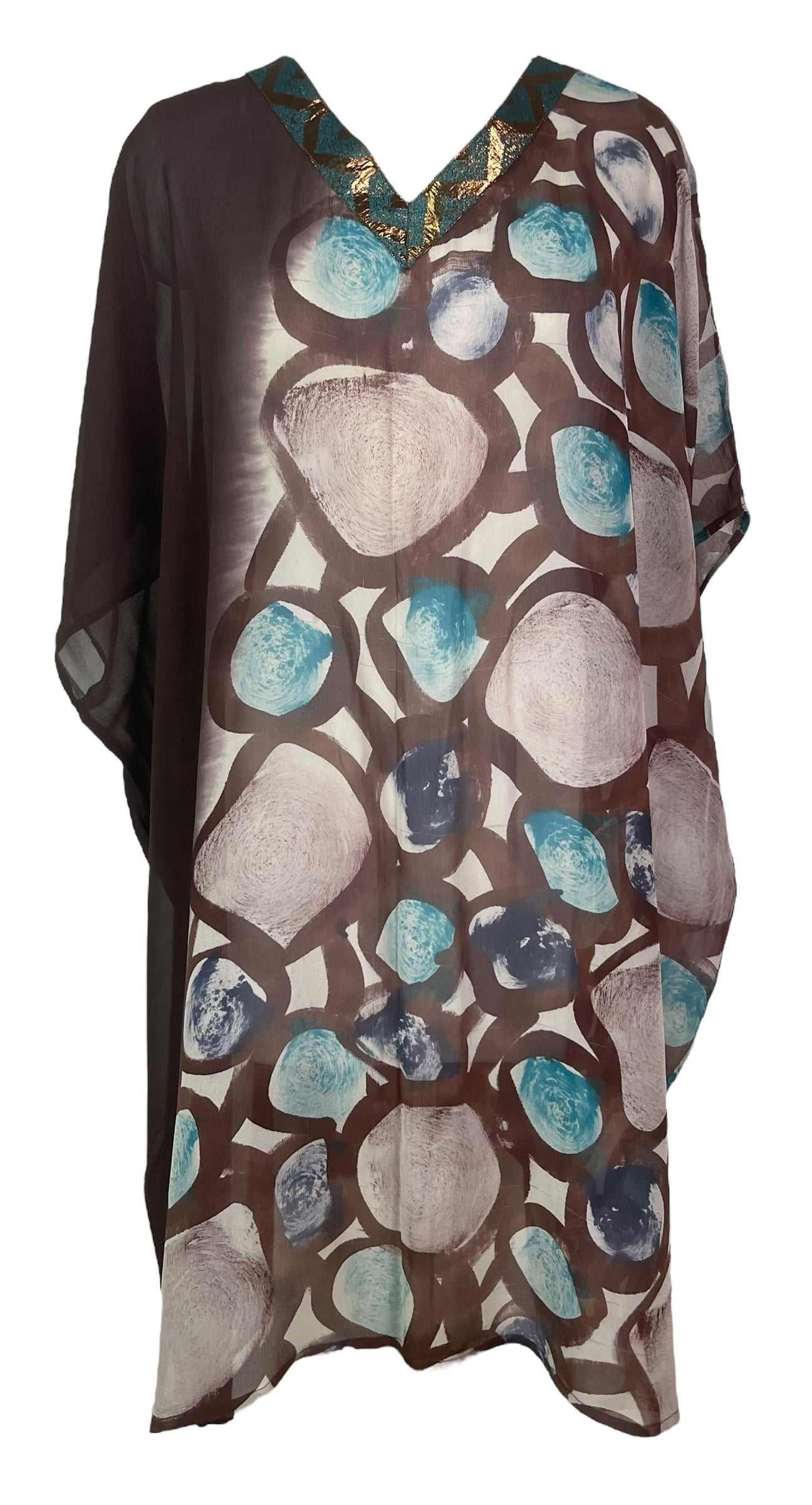 PRG6618 Sheer Wabi Sabi Pure Silk Midi Length Kaftan