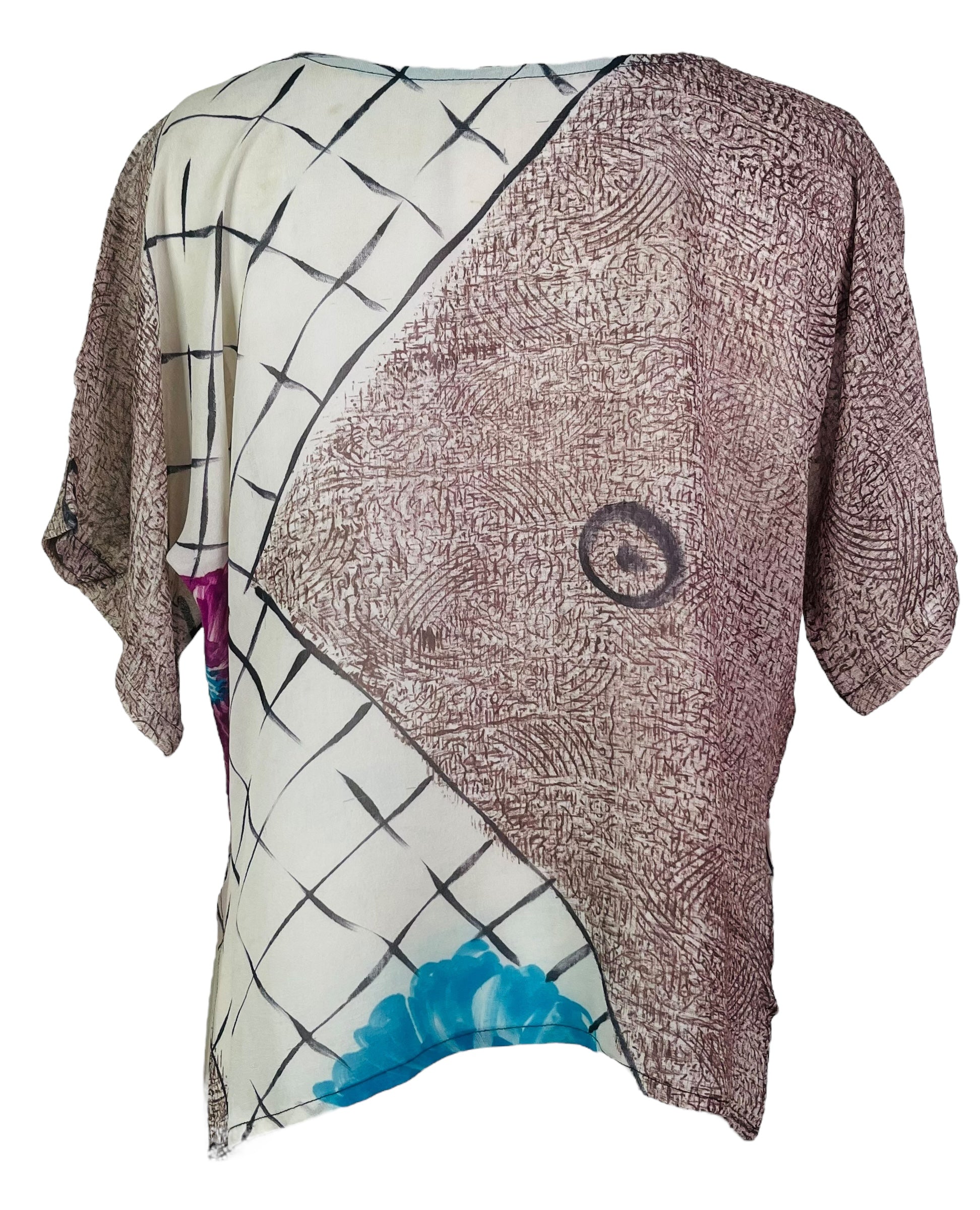 PRG6854 Sheer Wabi Sabi Pure Silk Side Slit Top