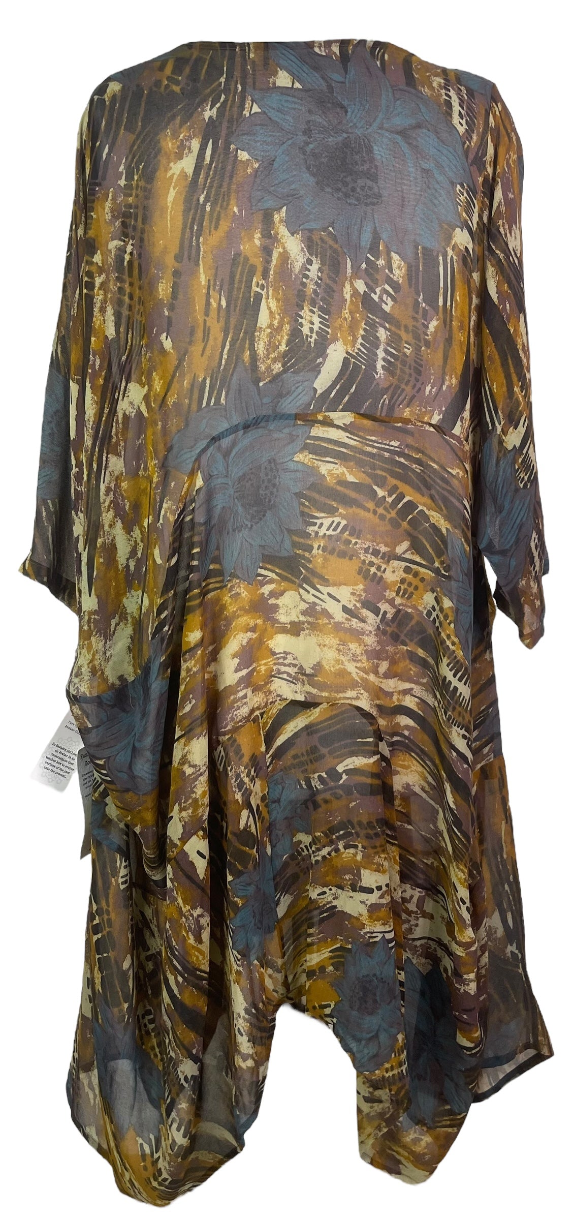 PRG7983 Sheer Avatar Pure Silk Sculptural Long Tunic Dress