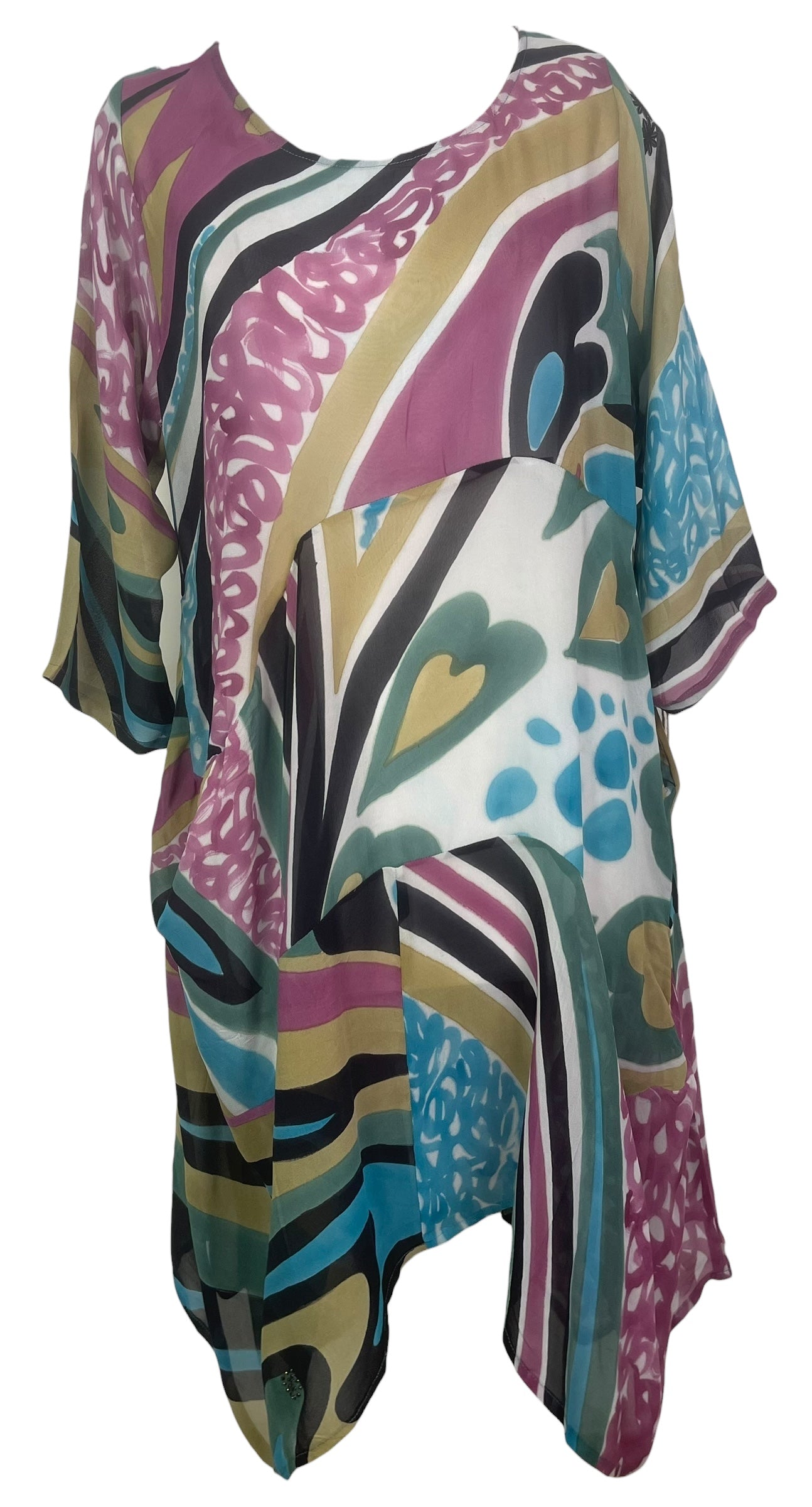 PREVIEW PRG8438 Sheer Avatar Pure Silk Sculptural Long Tunic Dress