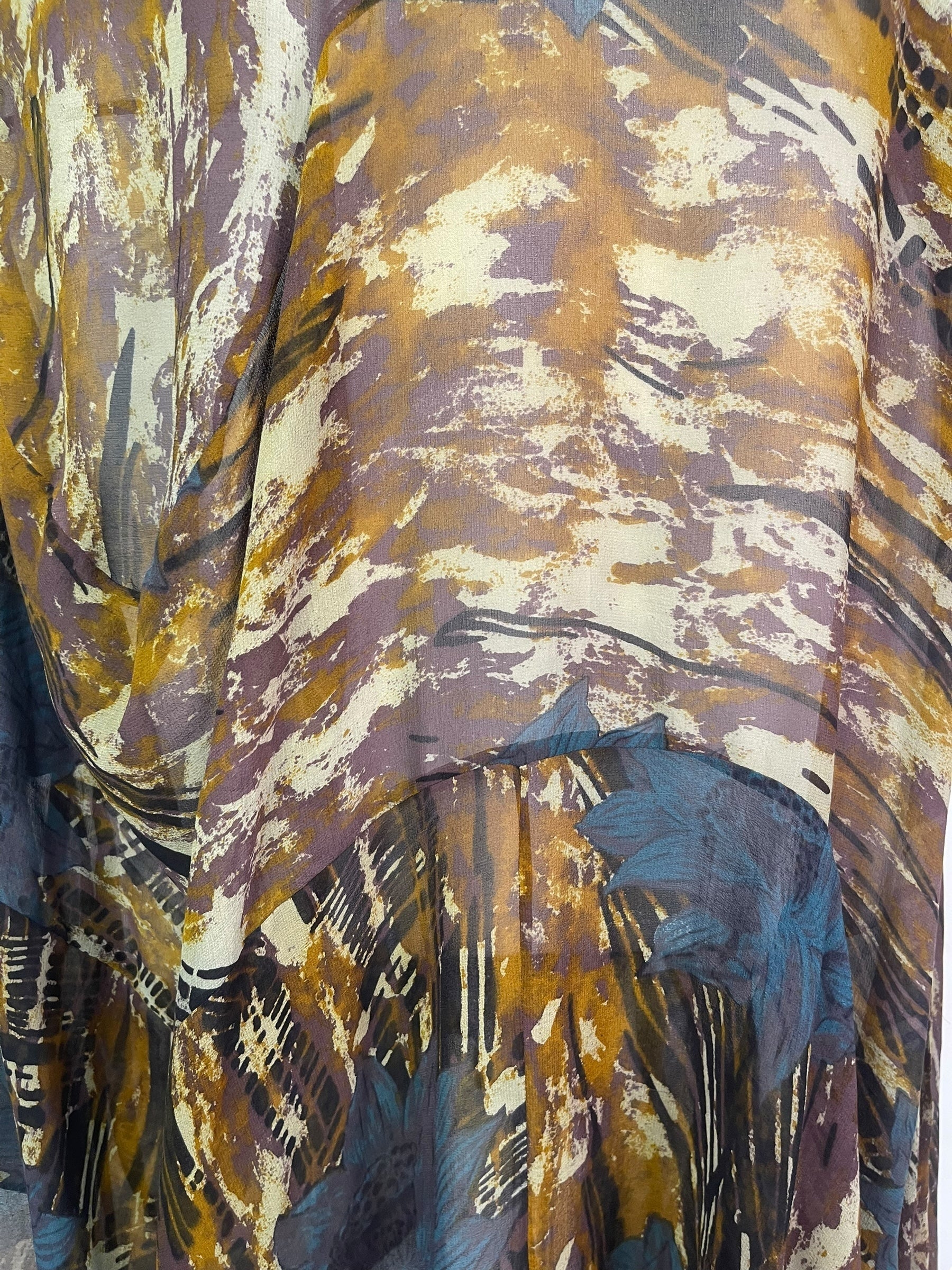 PRG7983 Sheer Avatar Pure Silk Sculptural Long Tunic Dress