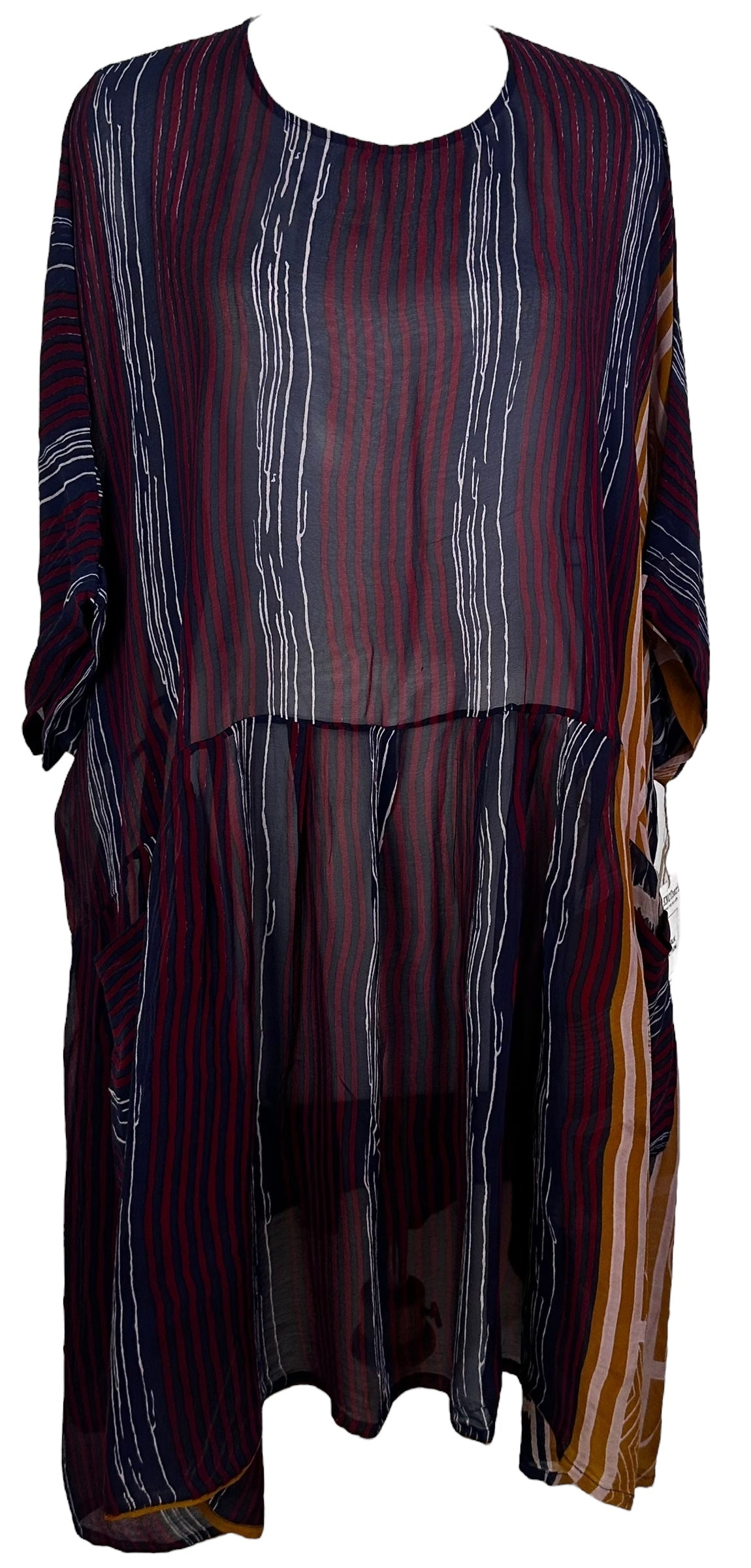 PRG6757 Sheer Wabi Sabi Pure Silk Boxy Babydoll Dress