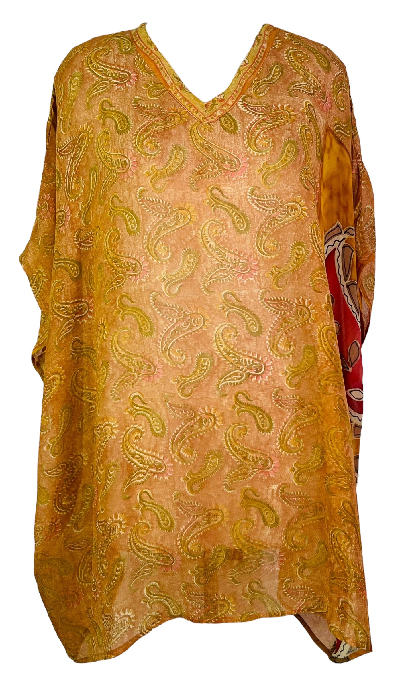 PRG7488 Sheer Avatar Pure Silk Short Kaftan Tunic without Slits
