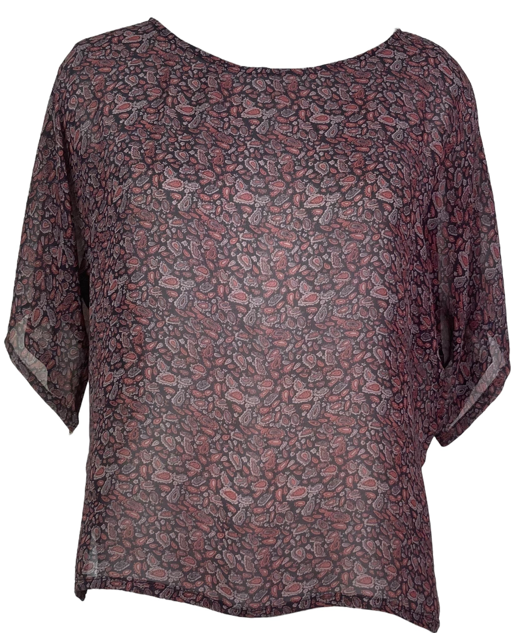 PRG7834 Sheer Avatar Pure Silk Side Slit Top