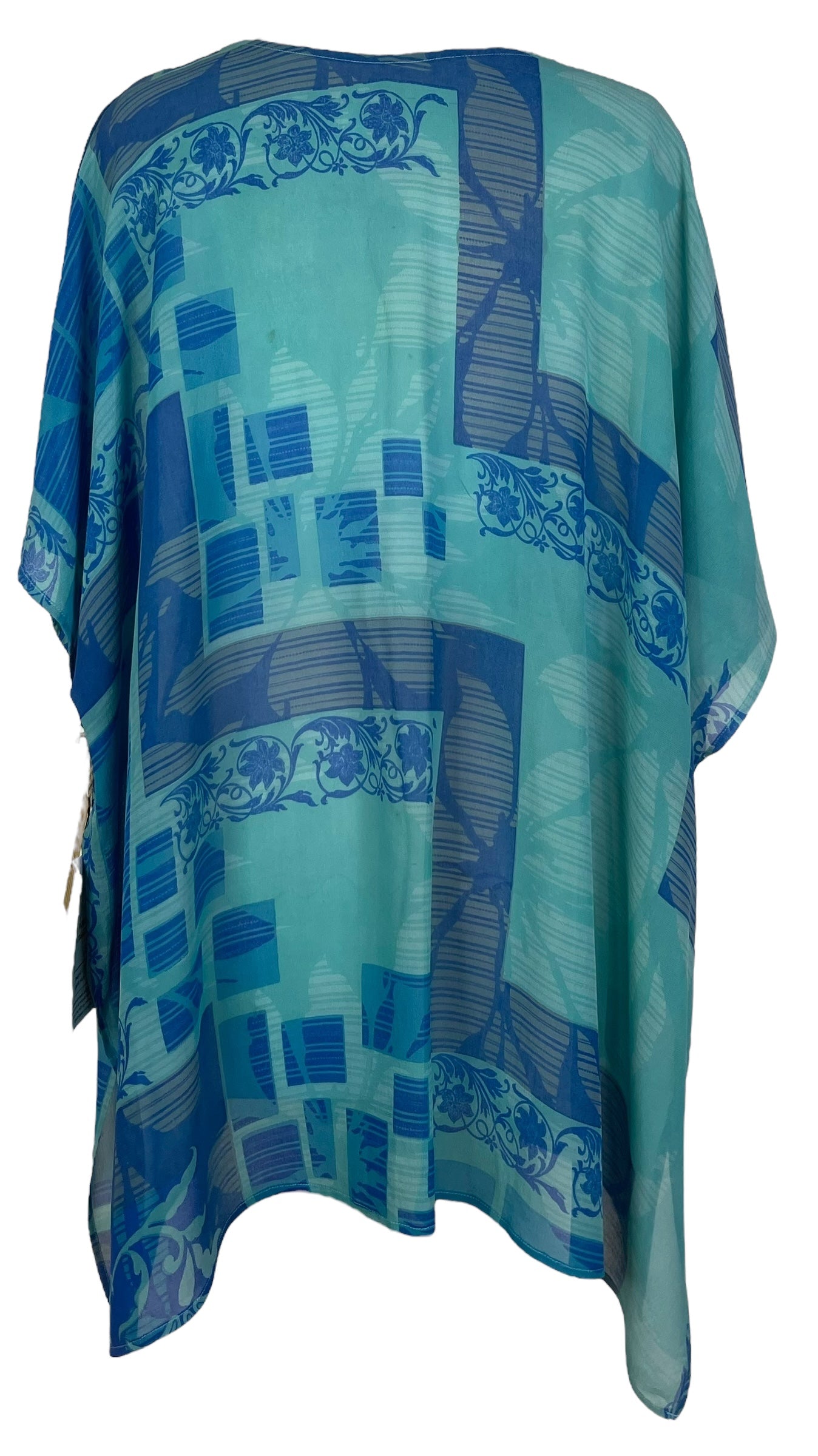 PRG8044 Sheer Wabi Sabi Pure Silk Short Kaftan Tunic With Slits