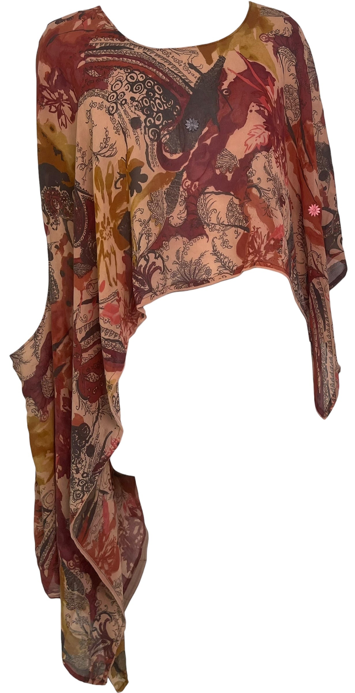 PREVIEW PRG8723 Sheer Avatar Pure Silk Versatile Vest by MARCH2026 – Handmade ethical Vest from sariKNOTsari using upcycled silk. Designed in Canada for travel and slow fashion, loved from Toronto to LA to Sydney. Featuring Zsiska, Bryn Walker and Artisan Leather coats by Rejean Pepin, Pepin designs