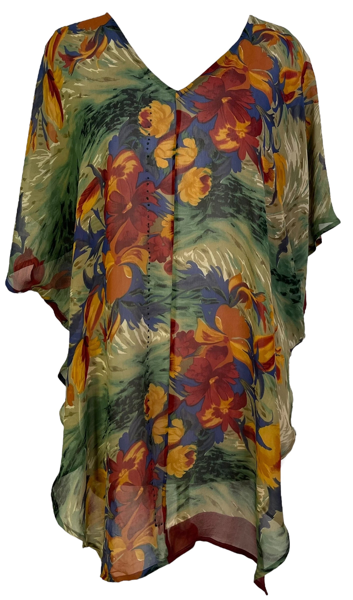 PRG7051 Sheer Avatar Pure Silk Waterfall Top