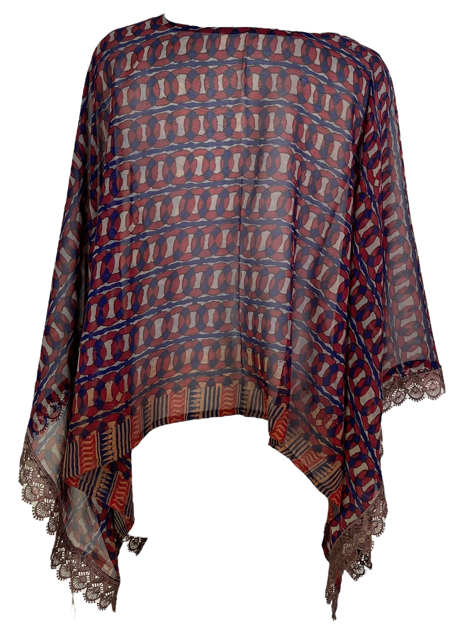PRG7063 Sheer Wabi Sabi Pure Silk Capelet Poncho