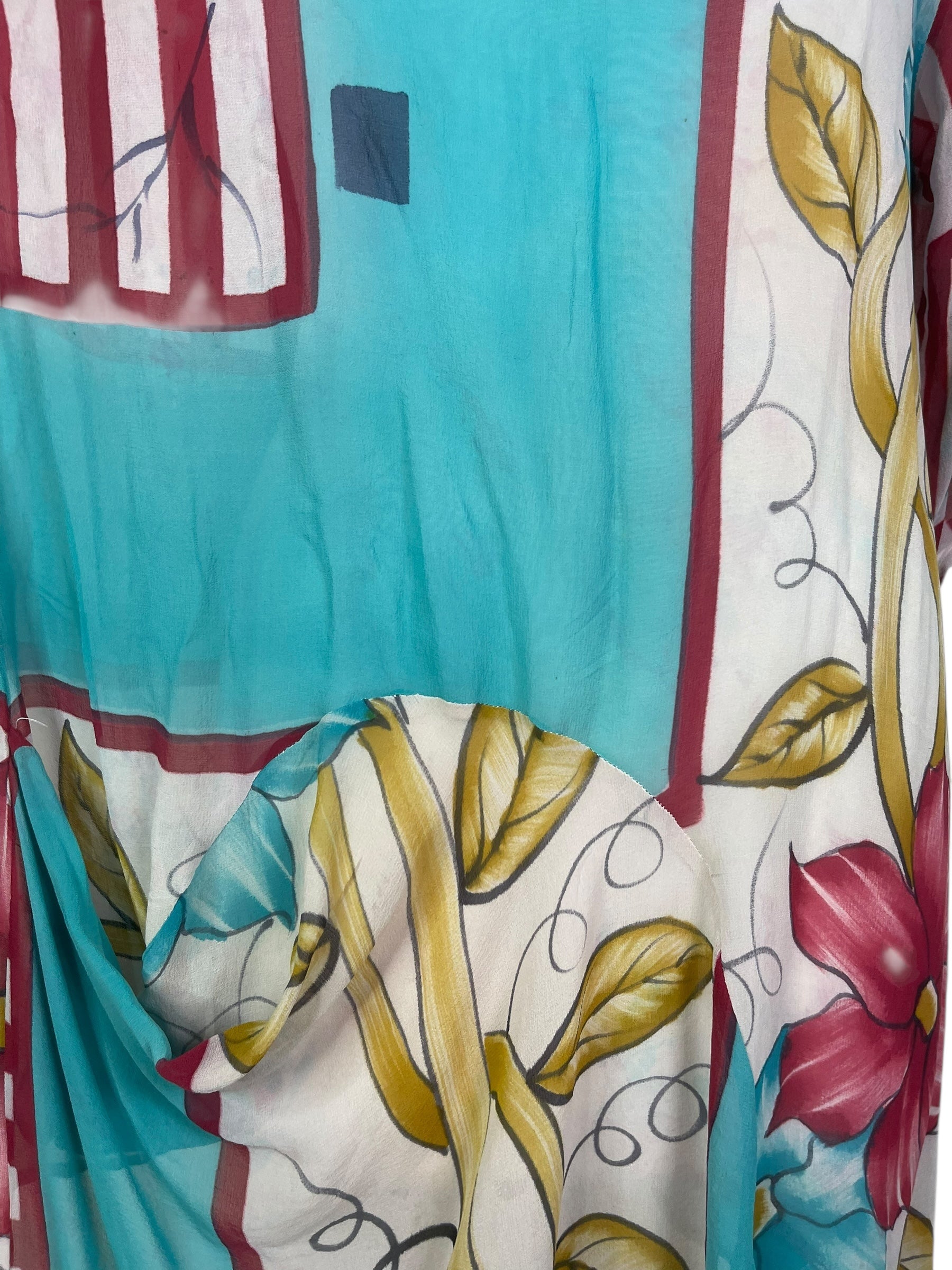 PRG7789 Sheer Wabi Sabi Pure Silk Self Pocket Tunic Dress