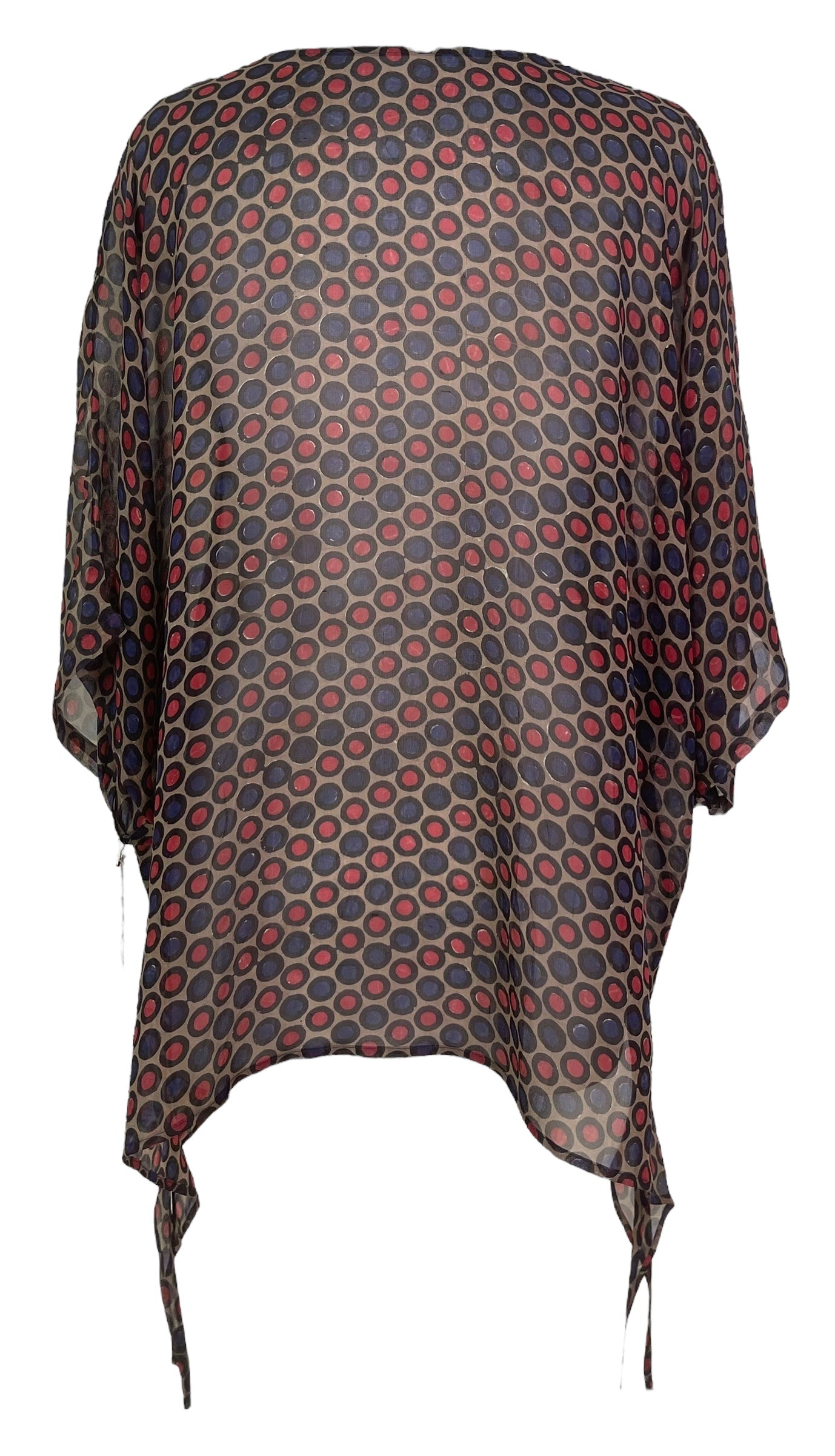 PRG7878 Sheer Avatar Pure Silk Long Tunic with Side Ties by DECEMBER2025 – Handmade ethical Side Tie Tunic from sariKNOTsari using upcycled silk. Designed in Canada for travel and slow fashion, loved from Toronto to LA to Sydney.
