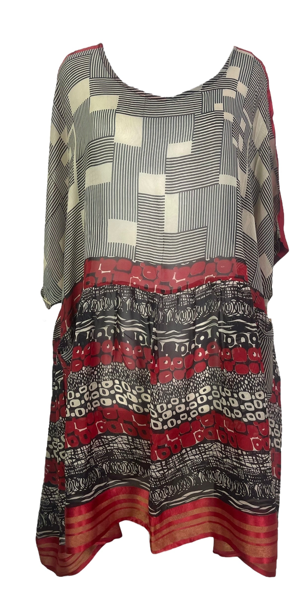 PRG8198 Sheer Wabi Sabi Pure Silk Boxy Babydoll Dress