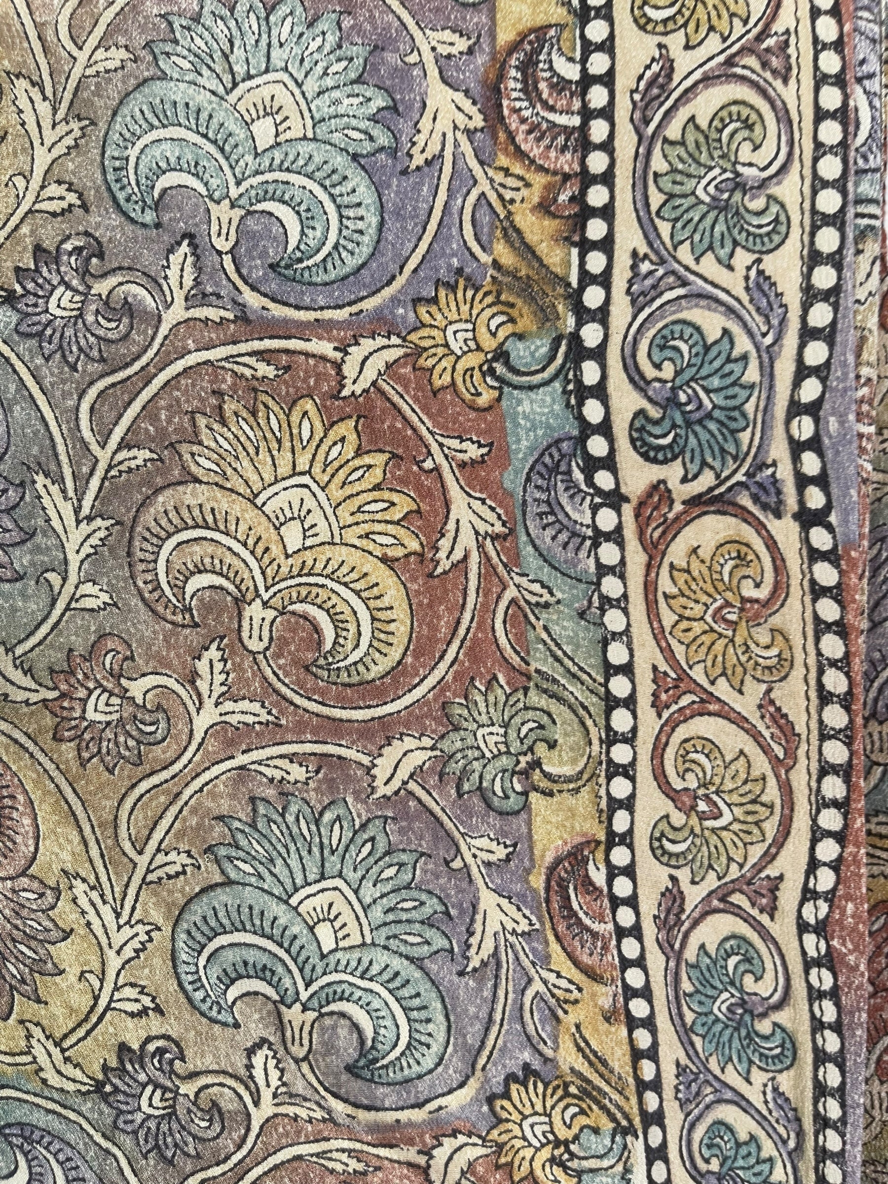 PRC7663 Avatar Long Pure Silk Kimono Sleeved Duster with Belt