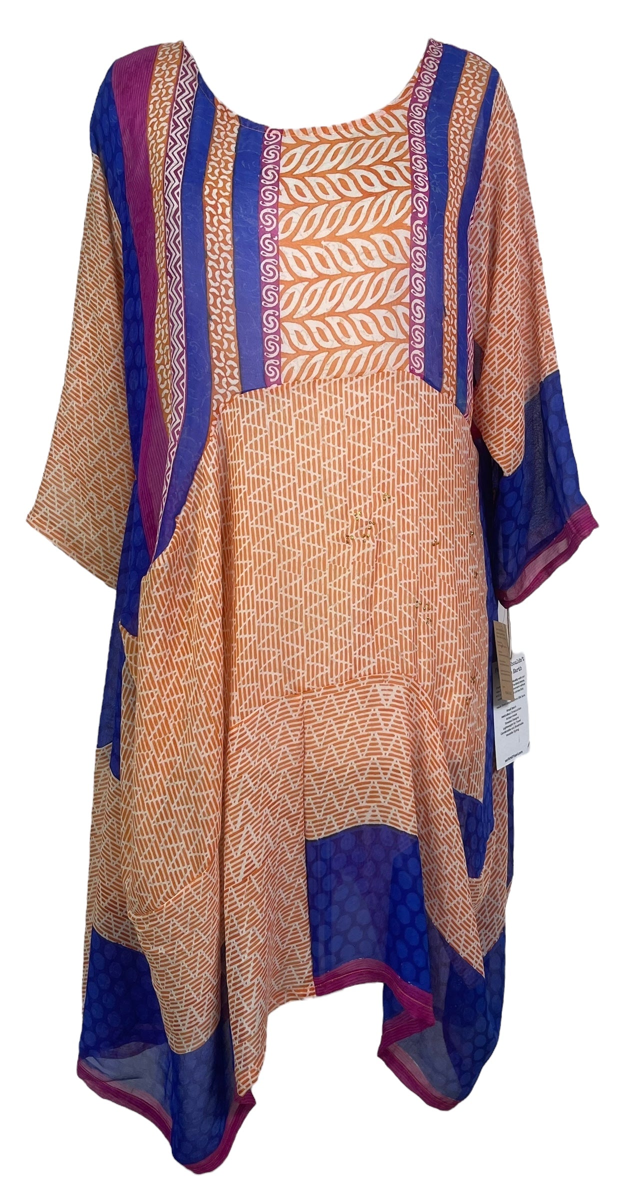 PRG7999 Sheer Wabi Sabi Sculptural Silk Long Tunic Dress