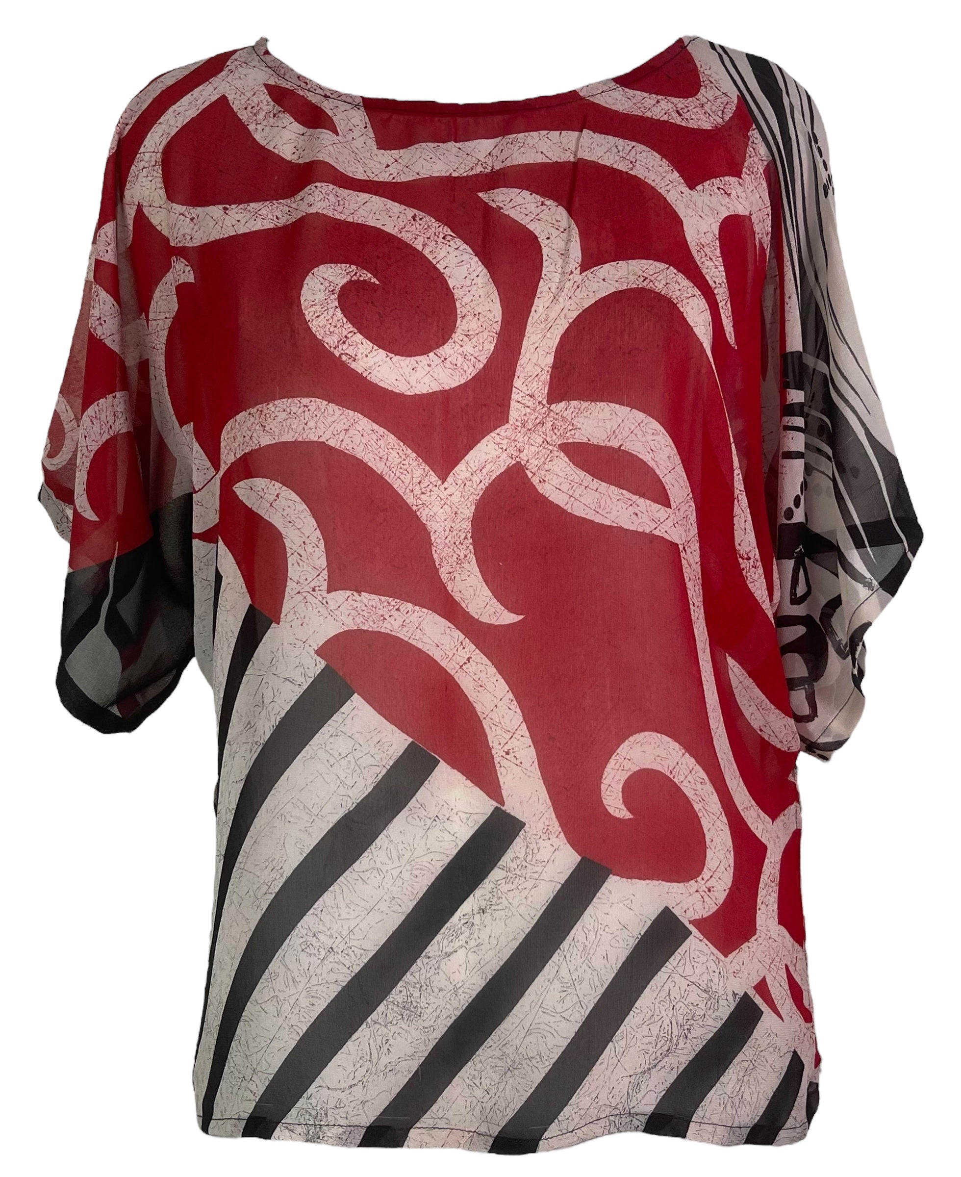 PRG7572 Sheer Wabi Sabi Pure Silk Side Slit Top by DECEMBER2025 – Handmade ethical Side Slit Top from sariKNOTsari using upcycled silk. Designed in Canada for travel and slow fashion, loved from Toronto to LA to Sydney.