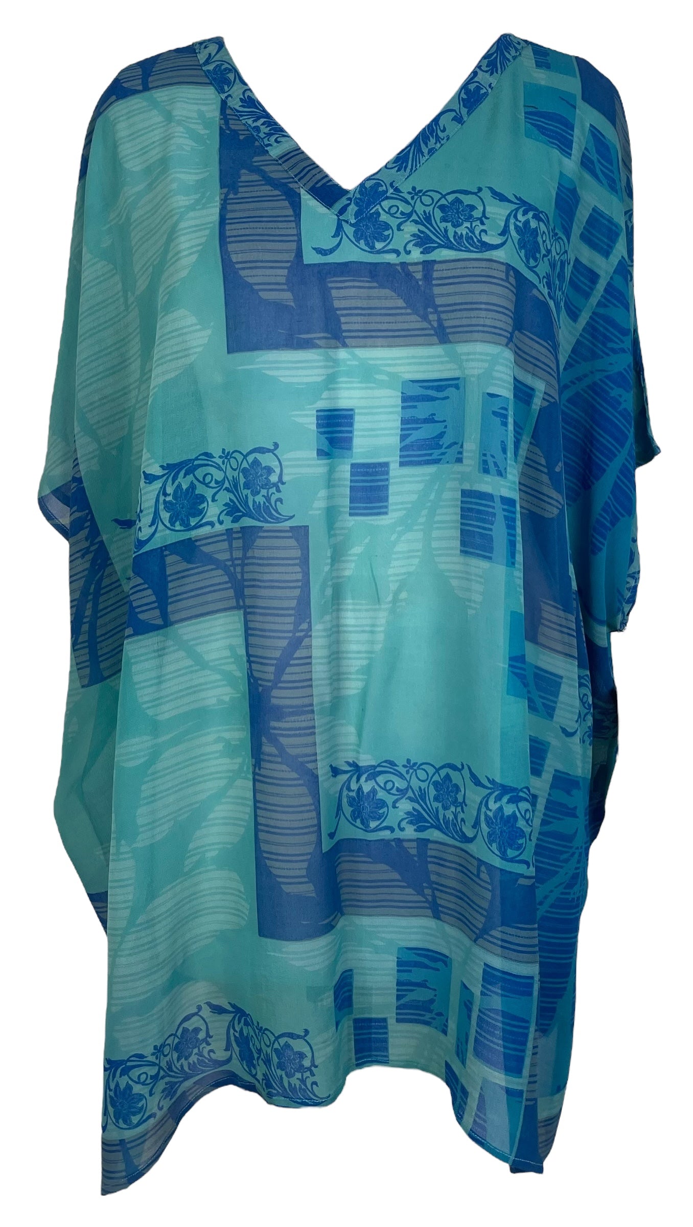 PRG8044 Sheer Wabi Sabi Pure Silk Short Kaftan Tunic With Slits