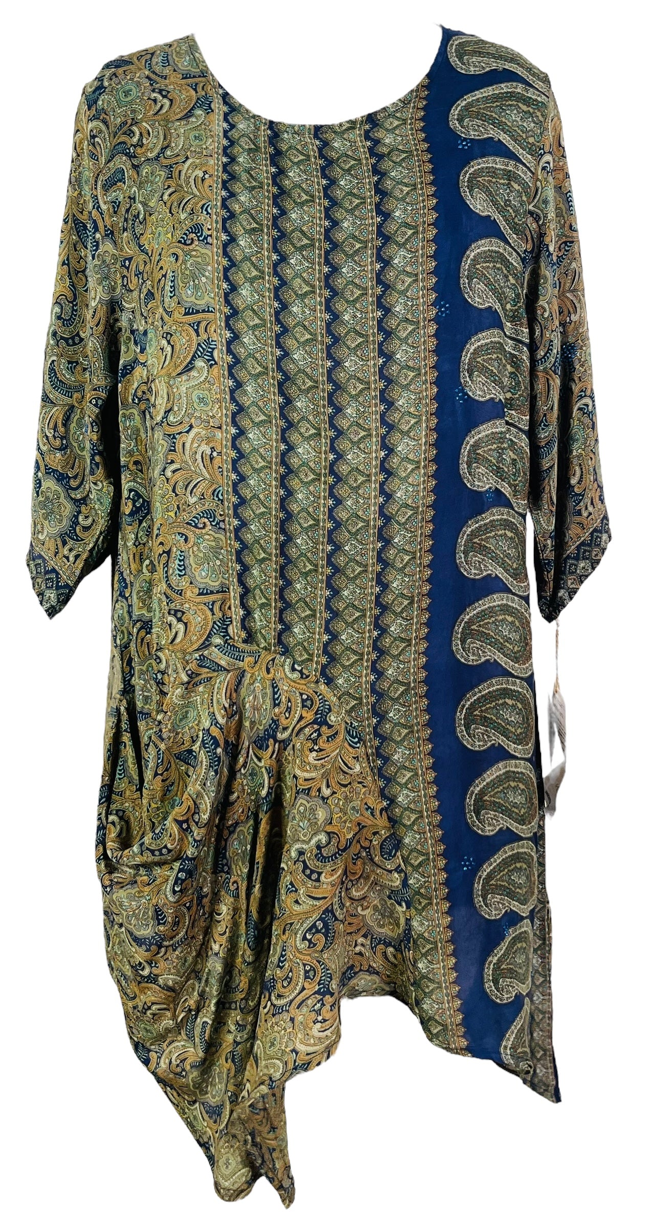 PRC6833 Avatar Pure Silk Self Pocket Tunic Dress