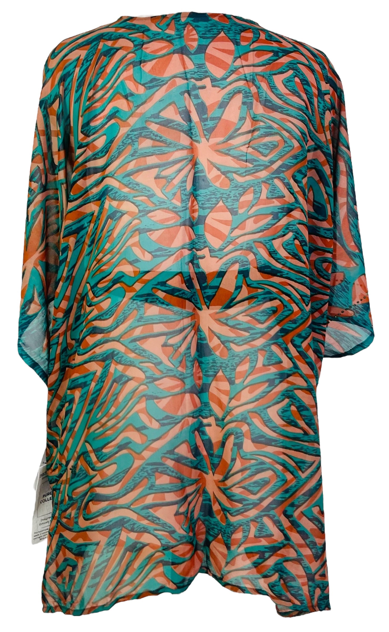PRG7493 Sheer Wabi Sabi Pure Silk Kimono-Sleeved Jacket with Belt