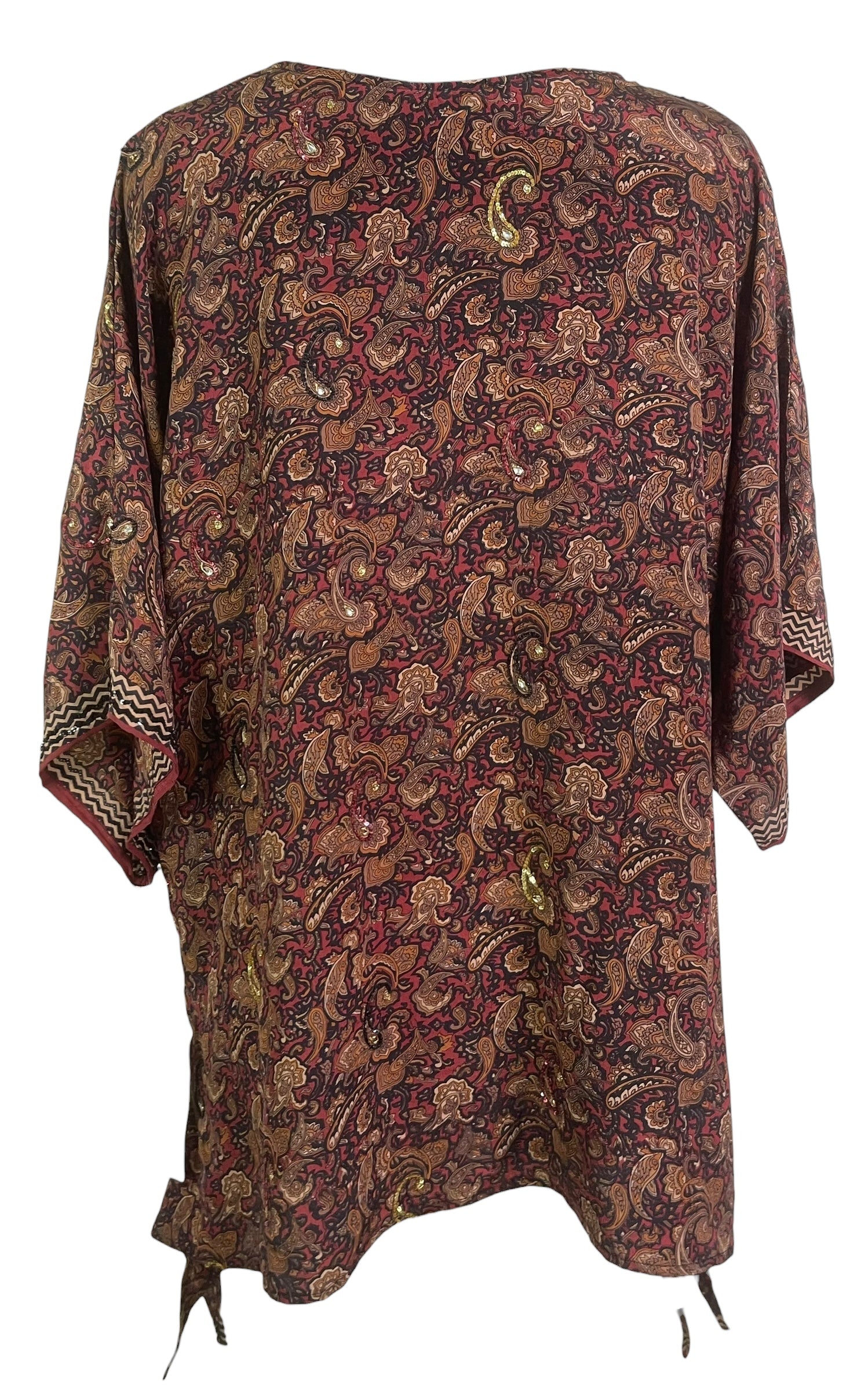 PREVIEW PRC8751 Wabi Sabi Pure Silk Long Tunic with Side Ties by MARCH2026 – Handmade ethical Side Tie Tunic from sariKNOTsari using upcycled silk. Designed in Canada for travel and slow fashion, loved from Toronto to LA to Sydney.