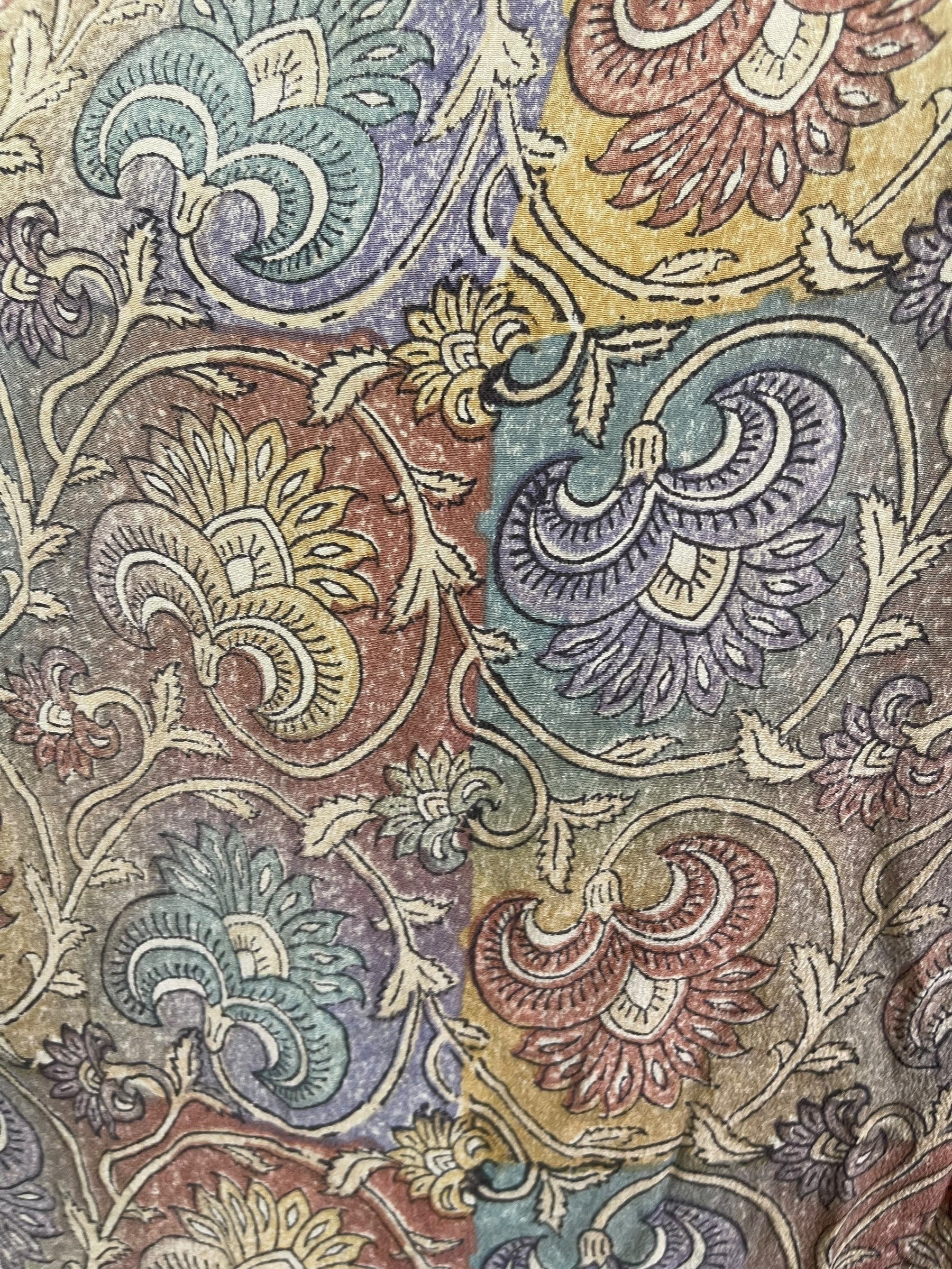 PRC7663 Avatar Long Pure Silk Kimono Sleeved Duster with Belt