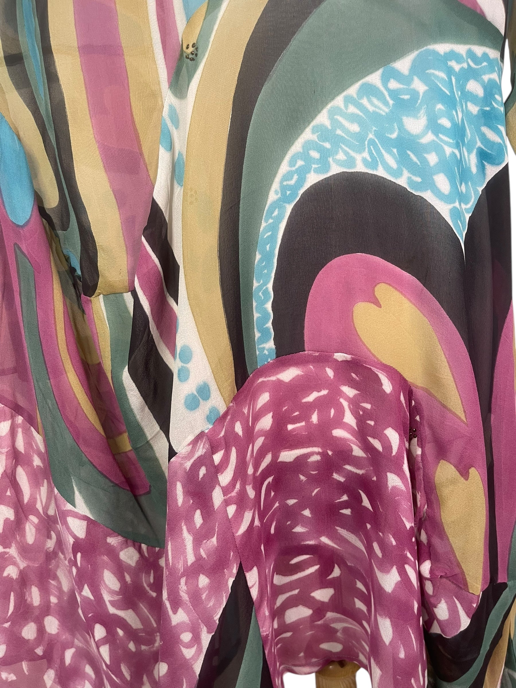 PRG8438 Sheer Avatar Pure Silk Sculptural Long Tunic Dress