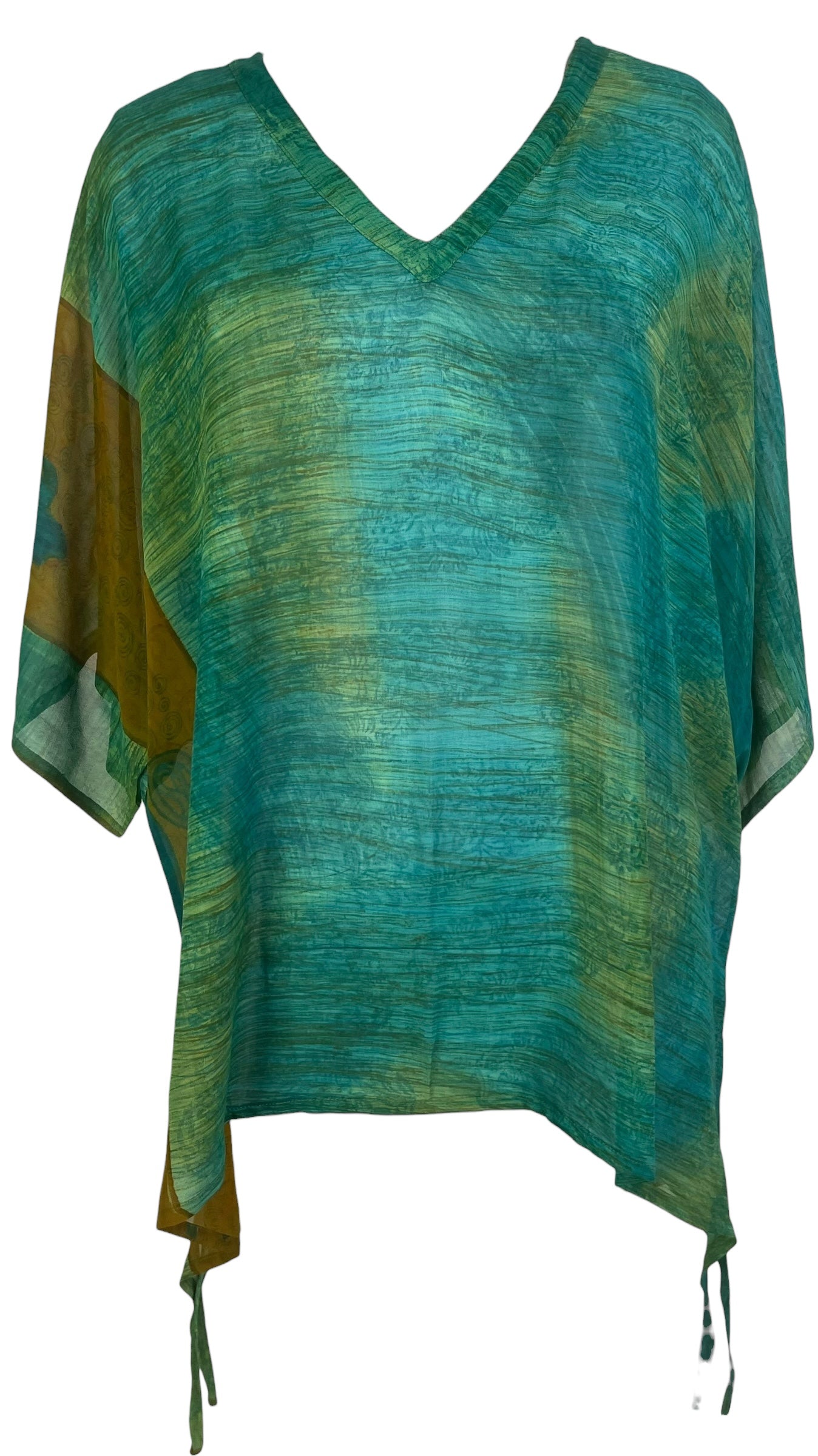 PRG8475 Sheer Avatar Pure Silk Long Tunic with Side Ties