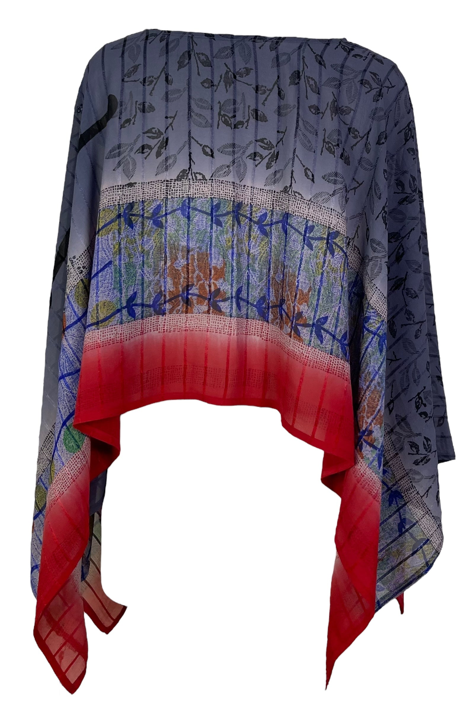 REVOLUTIONHER PRG7345 Sheer Avatar Pure Silk Capelet Poncho