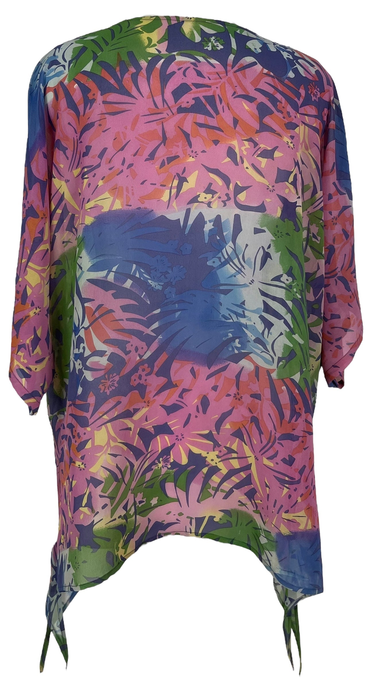 PRG7871 Sheer Avatar Pure Silk Long Tunic with Side Ties