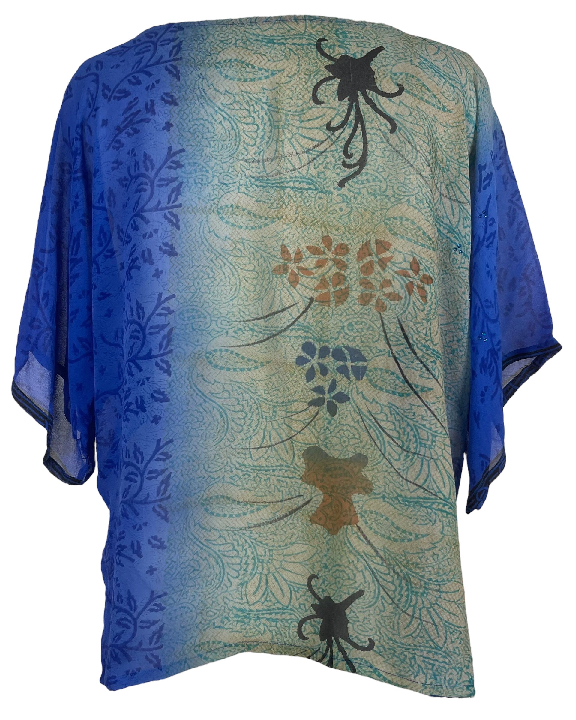 PRG7861 Sheer Wabi Sabi Pure Silk Side Slit Top by DECEMBER2025 – Handmade ethical Side Slit Top from sariKNOTsari using upcycled silk. Designed in Canada for travel and slow fashion, loved from Toronto to LA to Sydney.