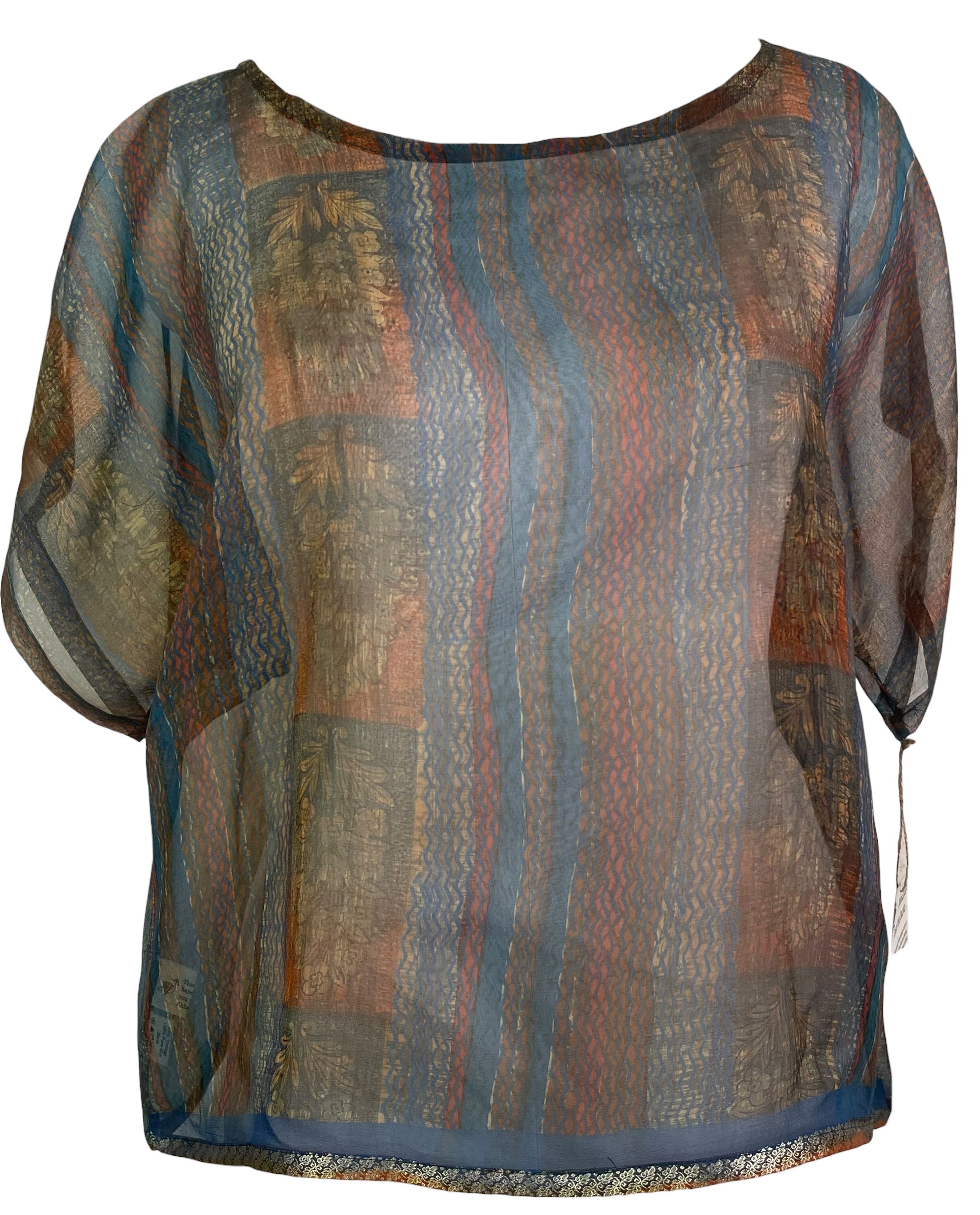 PREVIEW PRG6605 Sheer Avatar Pure Silk Boxy Top by MARCH2026 – Handmade ethical Boxy Top from sariKNOTsari using upcycled silk. Designed in Canada for travel and slow fashion, loved from Toronto to LA to Sydney.