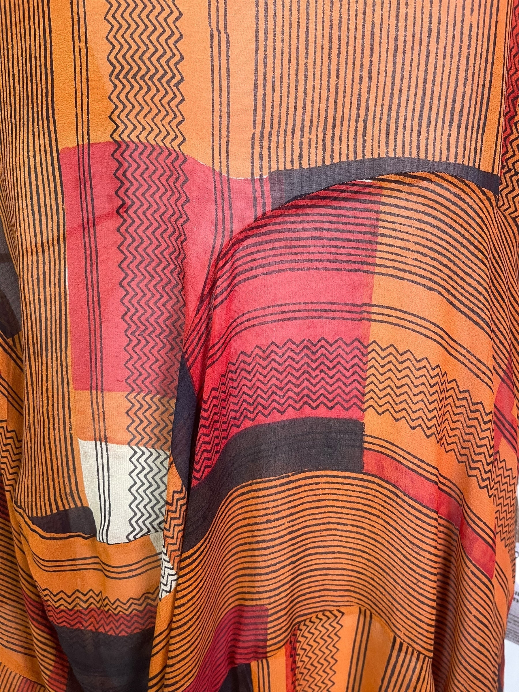 PRG8909 Sheer Wabi Sabi Sculptural Silk Long Tunic Dress by 15 FEBRUARY 2026 – Handmade ethical Sculptural Dress from sariKNOTsari using upcycled silk. Designed in Canada for travel and slow fashion, loved from Toronto to LA to Sydney.