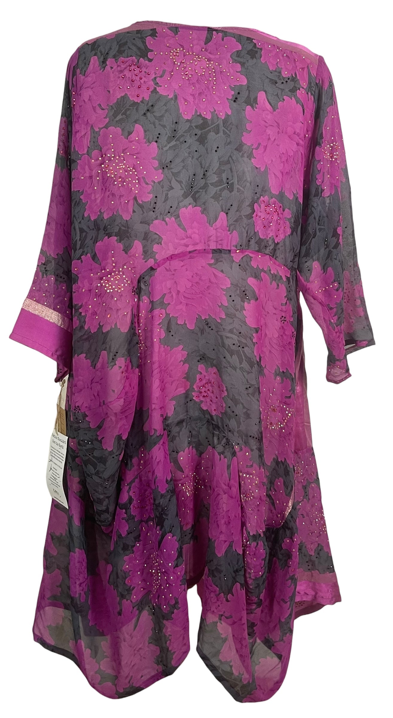PRG8913 Sheer Wabi Sabi Sculptural Silk Long Tunic Dress by 15 FEBRUARY 2026 – Handmade ethical Sculptural Dress from sariKNOTsari using upcycled silk. Designed in Canada for travel and slow fashion, loved from Toronto to LA to Sydney.