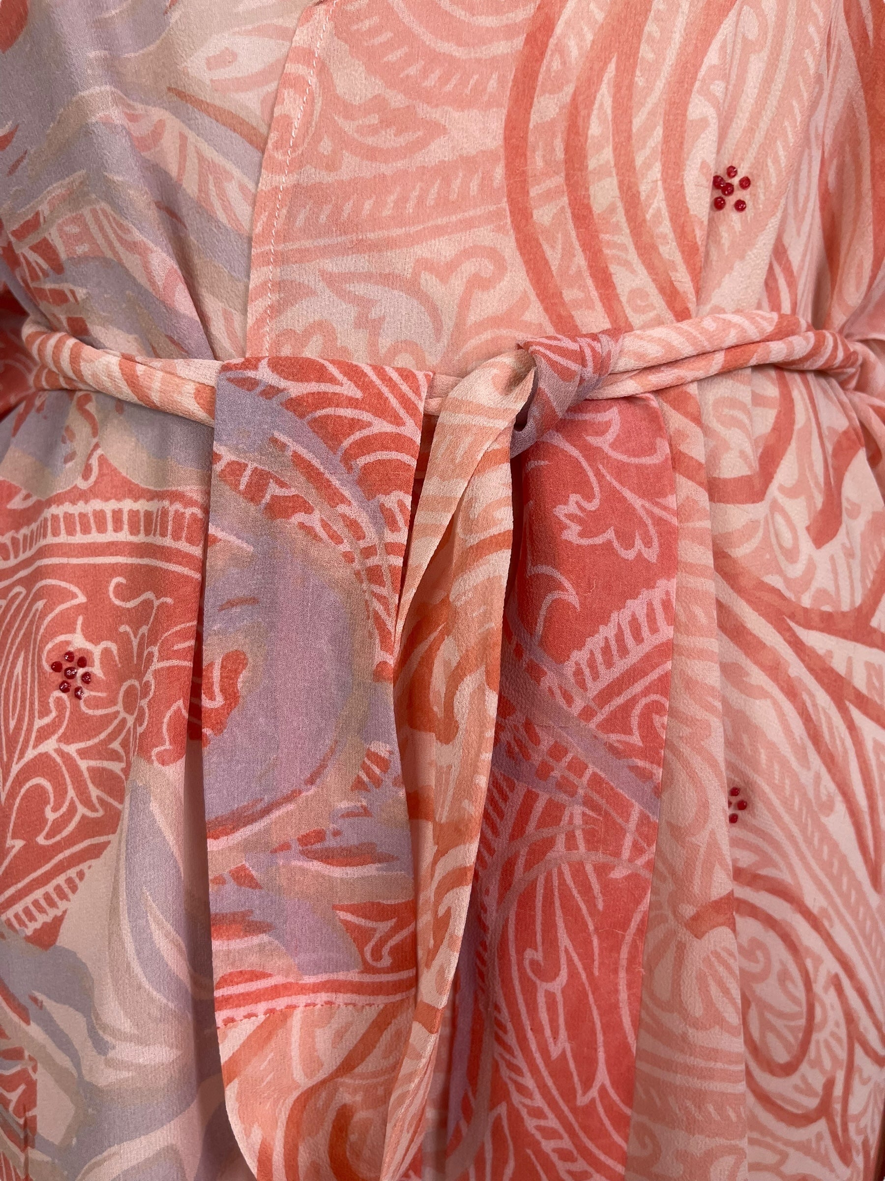 PRG7195 Sheer Wabi Sabi Pure Silk Kimono-Sleeved Jacket with Belt