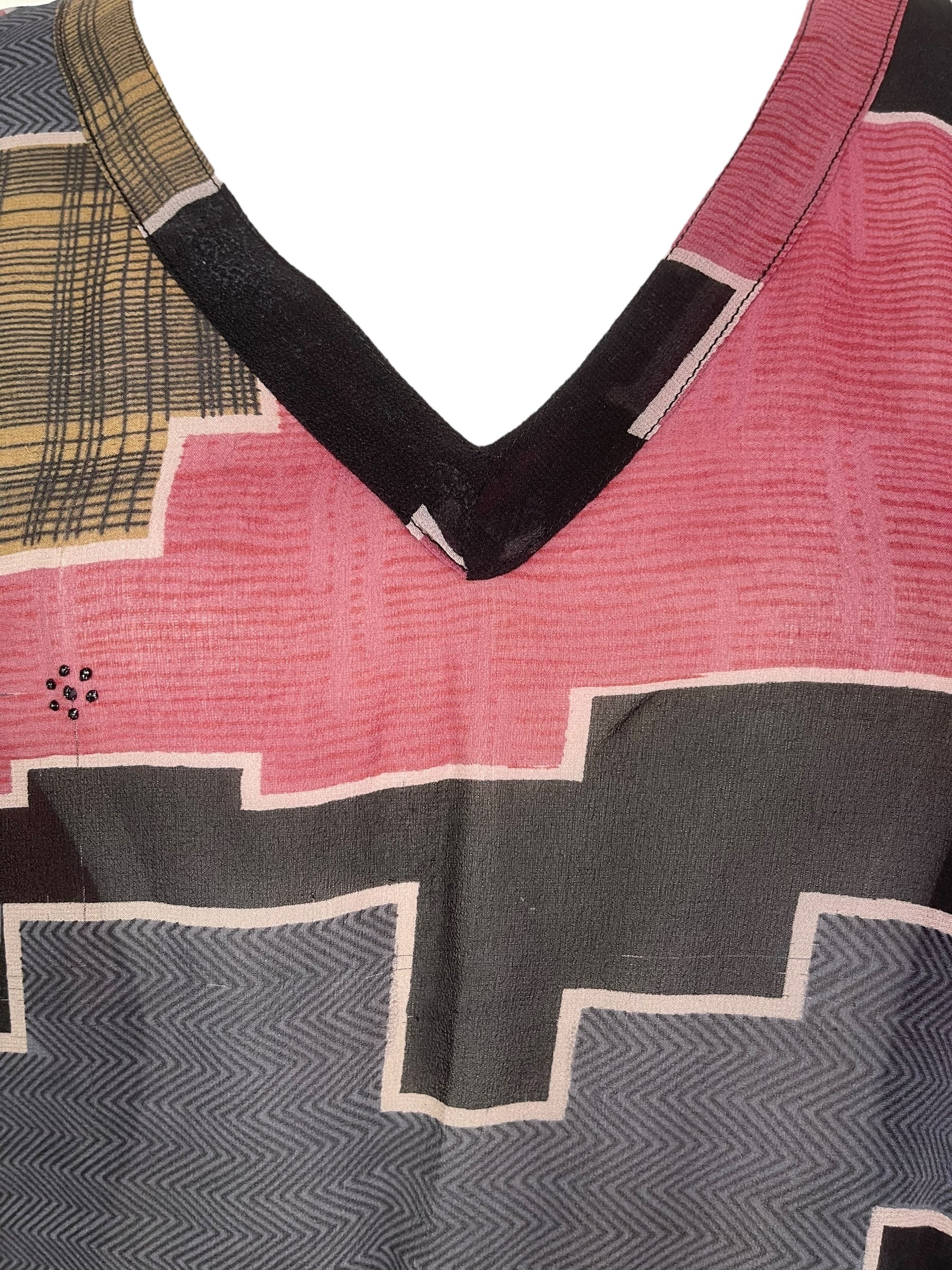 PRG7862 Sheer Wabi Sabi Pure Silk Long Tunic with Side Ties