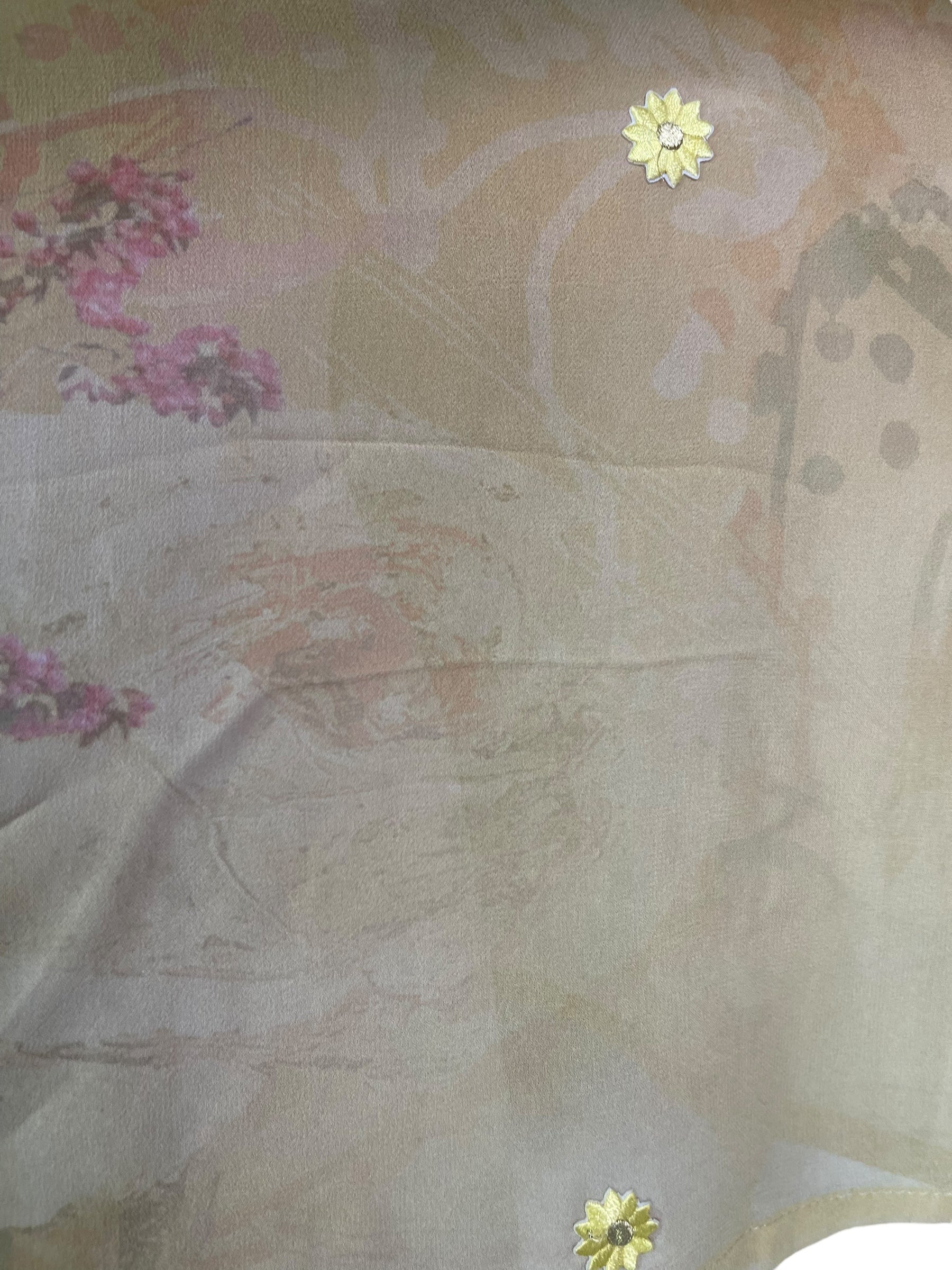 PRG8029 Sheer Avatar Pure Silk Side Slit Top