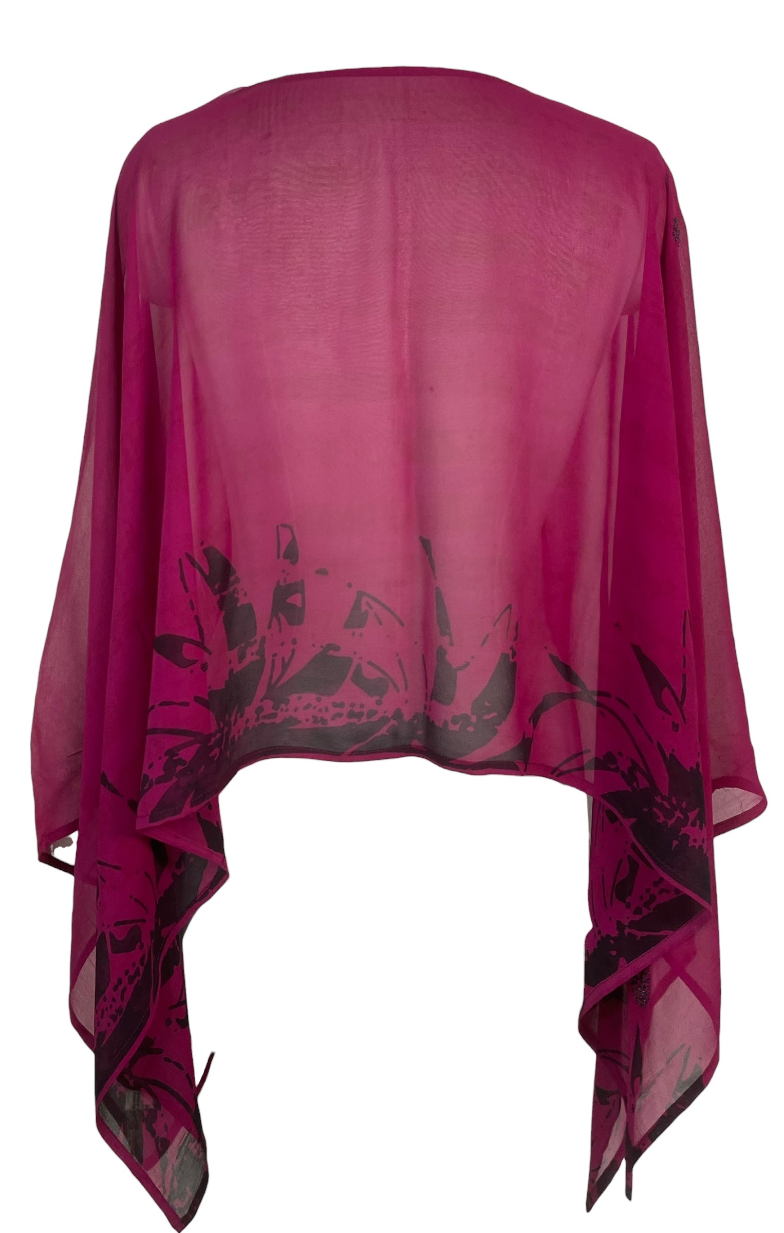 PREVIEW PRG8597 Sheer Avatar Pure Silk Capelet Poncho by FEBRUARY2026 – Handmade ethical Poncho from sariKNOTsari using upcycled silk. Designed in Canada for travel and slow fashion, loved from Toronto to LA to Sydney.