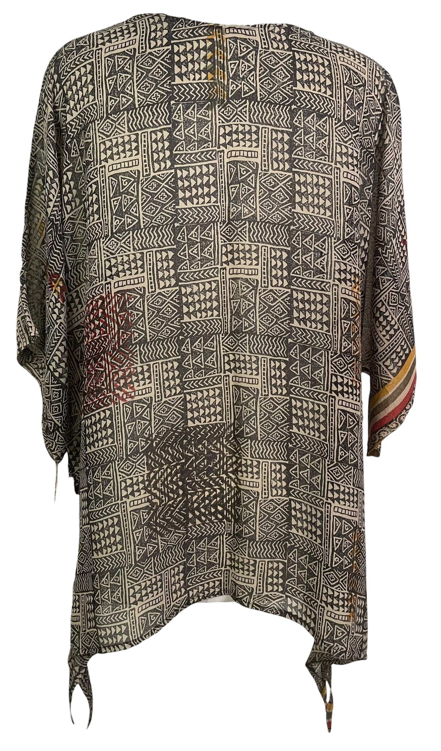 PRG8767 Sheer Wabi Sabi Pure Silk Long Tunic with Side Ties by 15 FEBRUARY 2026 – Handmade ethical Side Tie Tunic from sariKNOTsari using upcycled silk. Designed in Canada for travel and slow fashion, loved from Toronto to LA to Sydney.