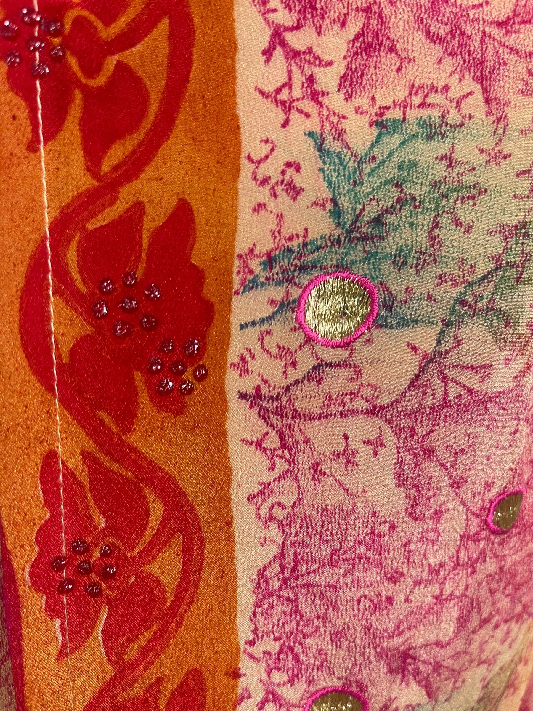 PRC8882 Avatar Long Pure Silk Kimono Sleeved Duster with Belt